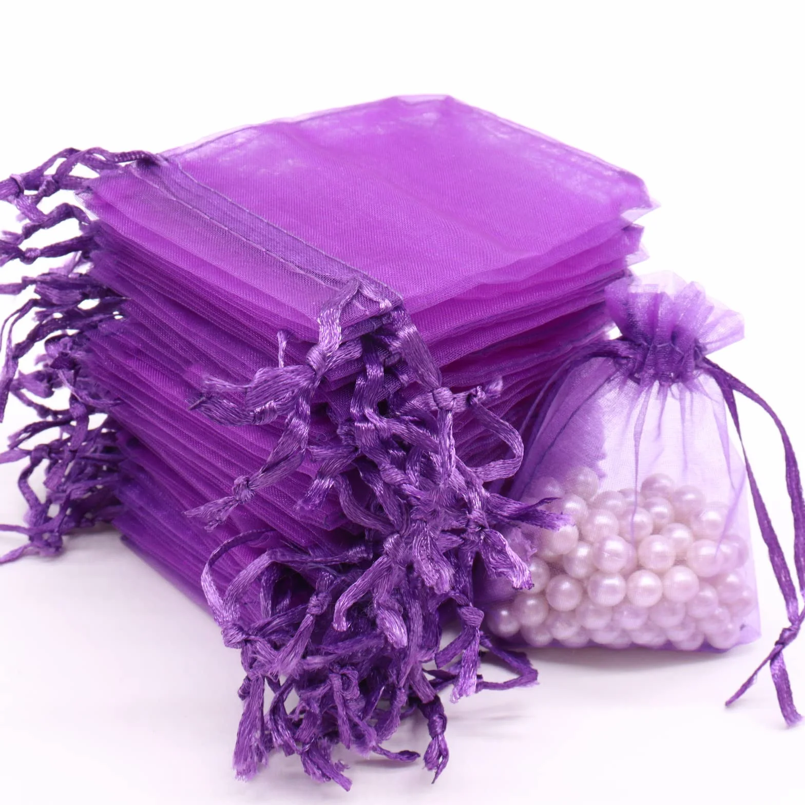 Bolsa de Organza Morado oscuro 7x9cm 100PCS Leeyunbee para Regalo Joyas Dulces
