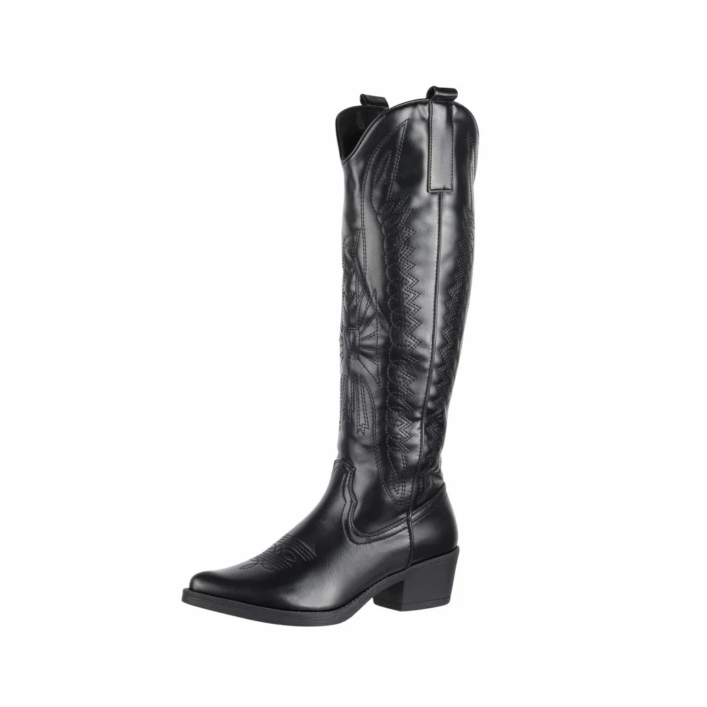 Elara Botas de Vaquero Mujer Chunkyrayan Negro