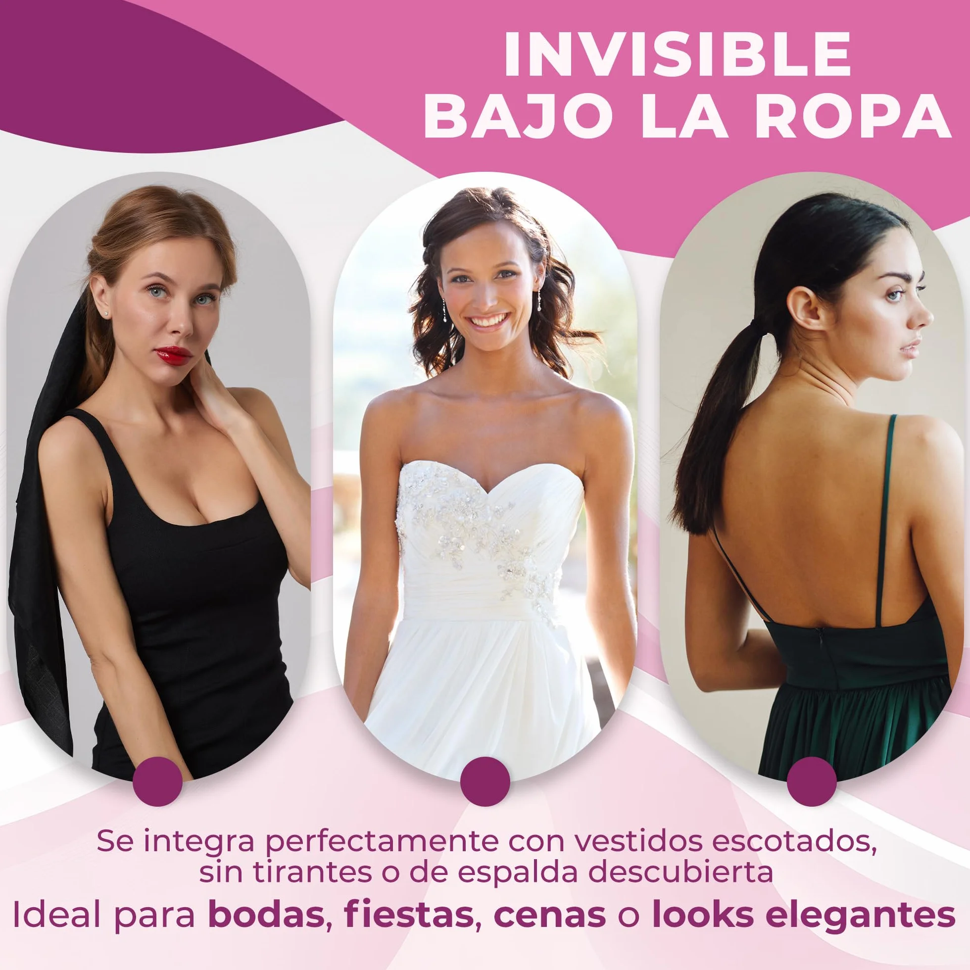 Sujetador Invisible Push Up Adhesivo Hipoalergénico Reutilizable Realce Natural Beige y Negro