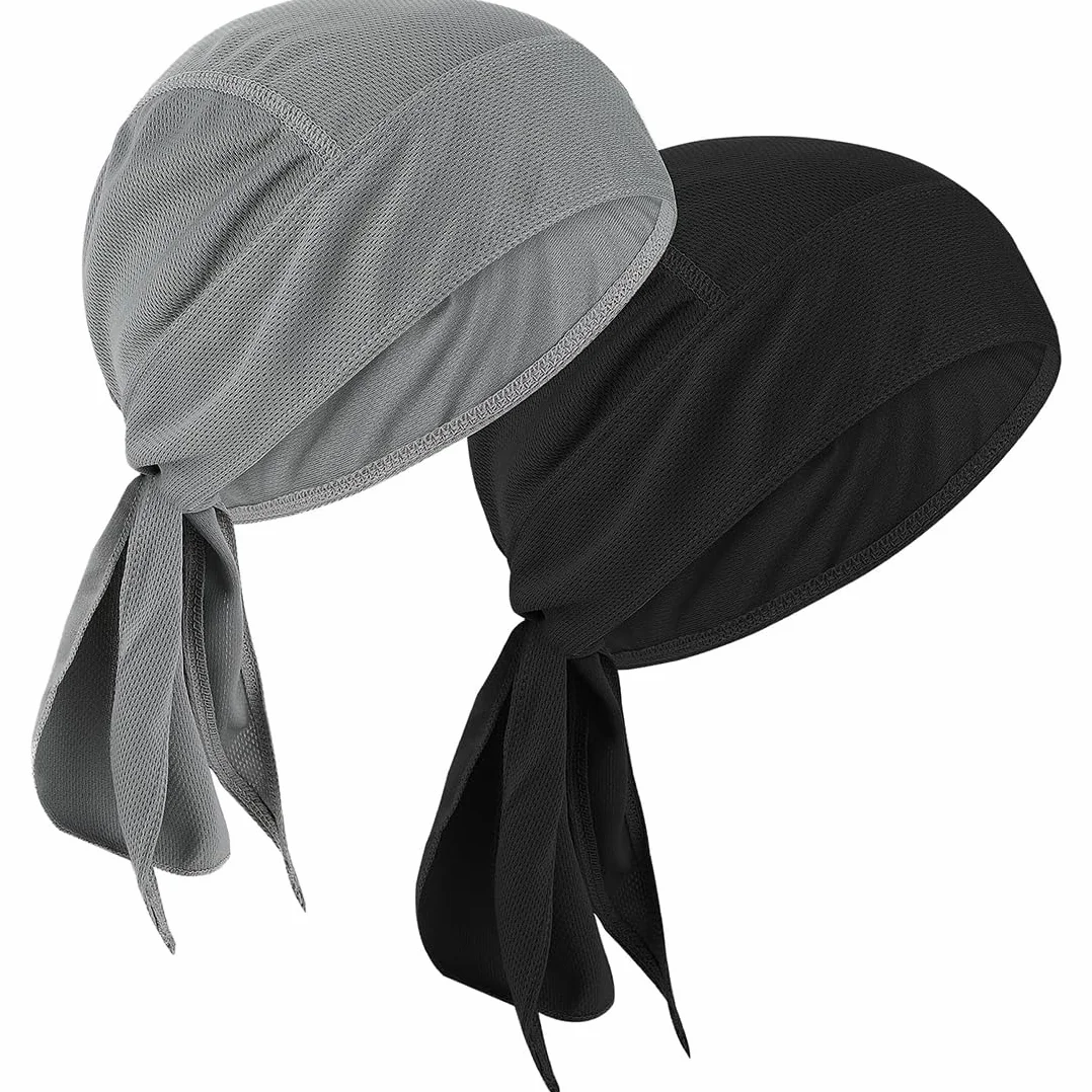 JEYORZY Paquete de 2 Bandanas, Capuchas Deportivas para Exteriores de Secado rápido, Que absorben la Humedad, Transpirables, Capuchas con Bloqueo UV, aptas para Correr Senderismo y Moto(Negro,Gris)