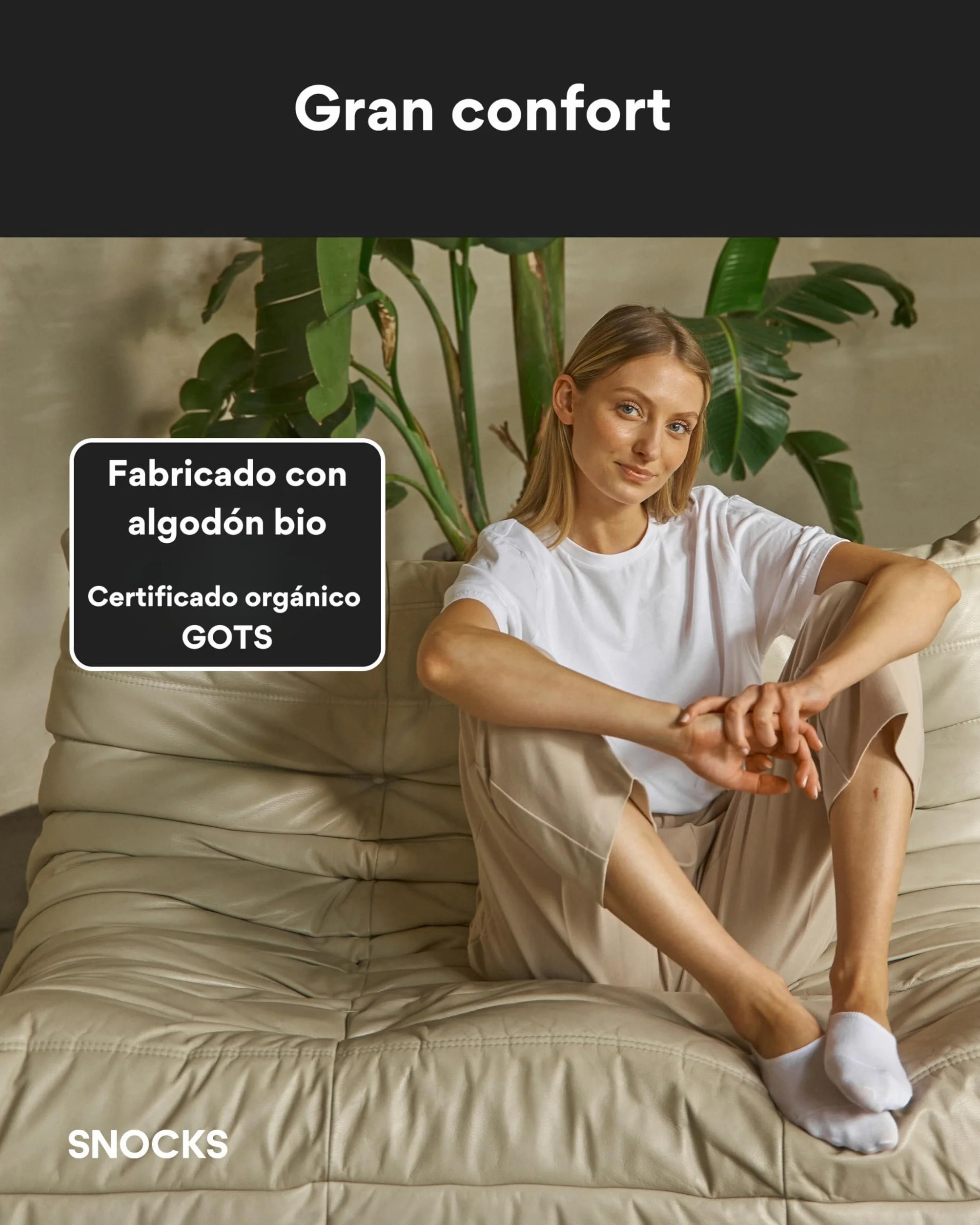 Snocks Calcetines Invisibles Algodón Orgánico Ultrasuaves Hombre Mujer Tallas 35-46