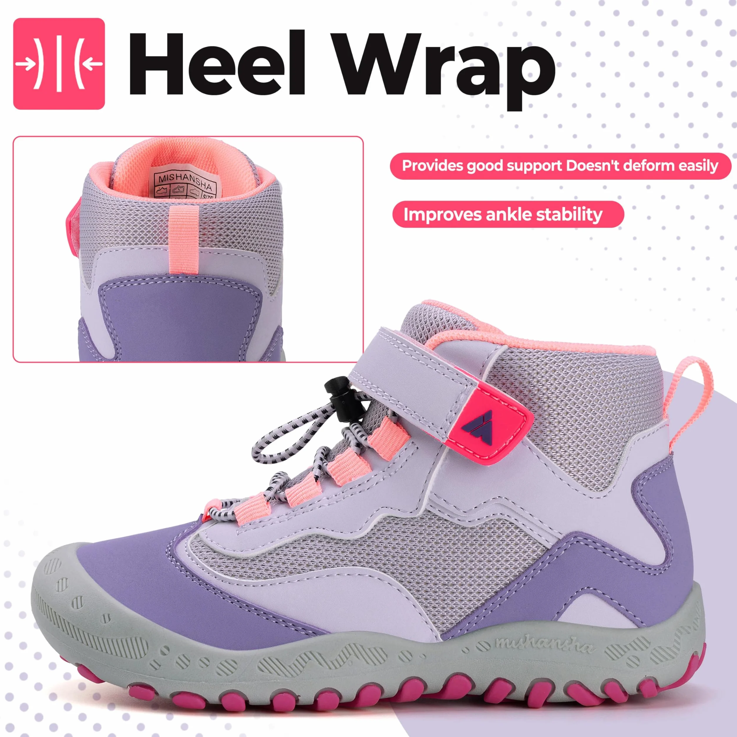 Mishansha Niña Zapatillas de Trekking Botas de Senderismo Transpirables Morado Claro 34
