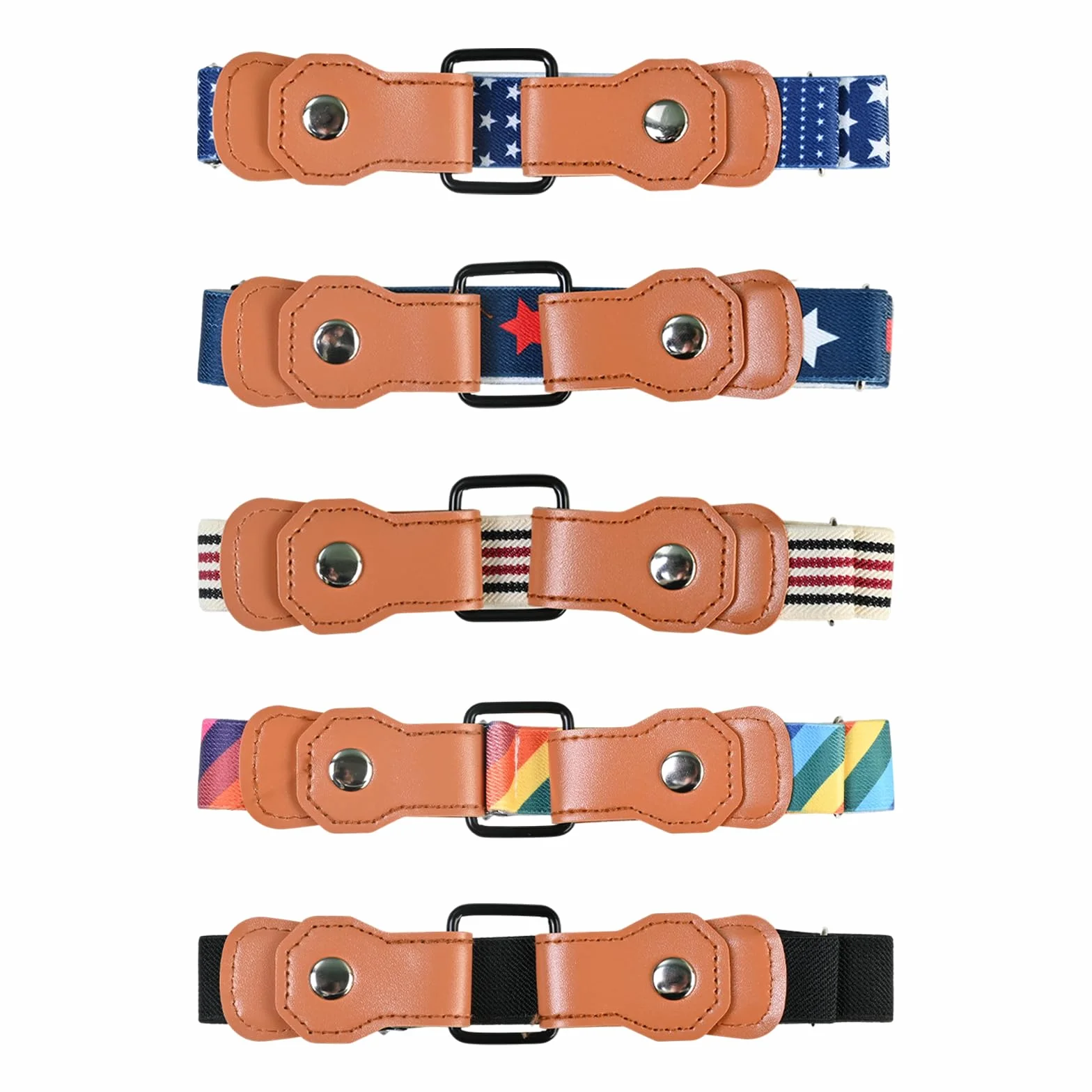 Cinturones Elásticos Ajustables para Niños Pack de 5, Sin Hebilla, Tallas 40-60 kg