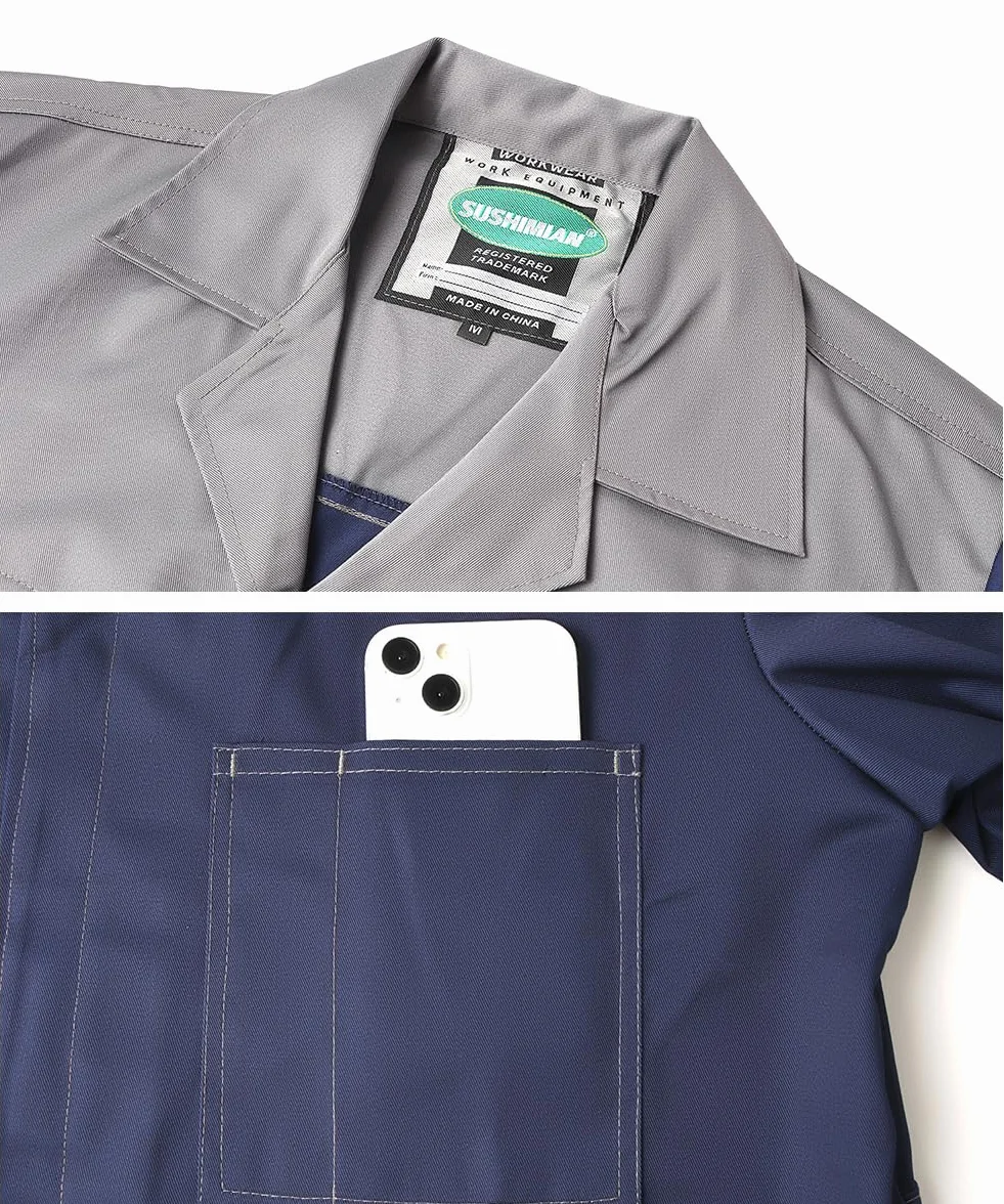 Bata de Laboratorio Hombre Chaqueta de Trabajo Multibolsillos Médico Adulto