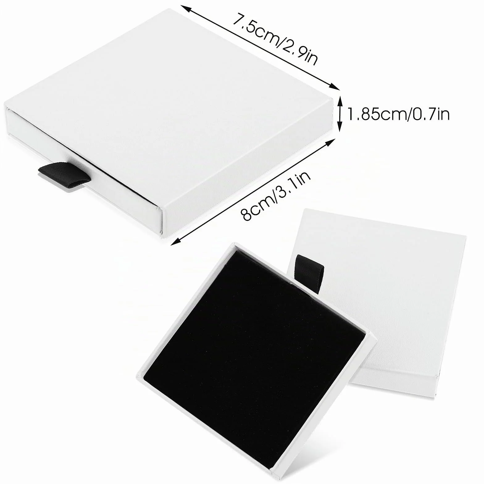 Caja de Regalo de Joyería Pequeña Blanca 2 Piezas Extraíble Cuadrada para Pulsera Collar