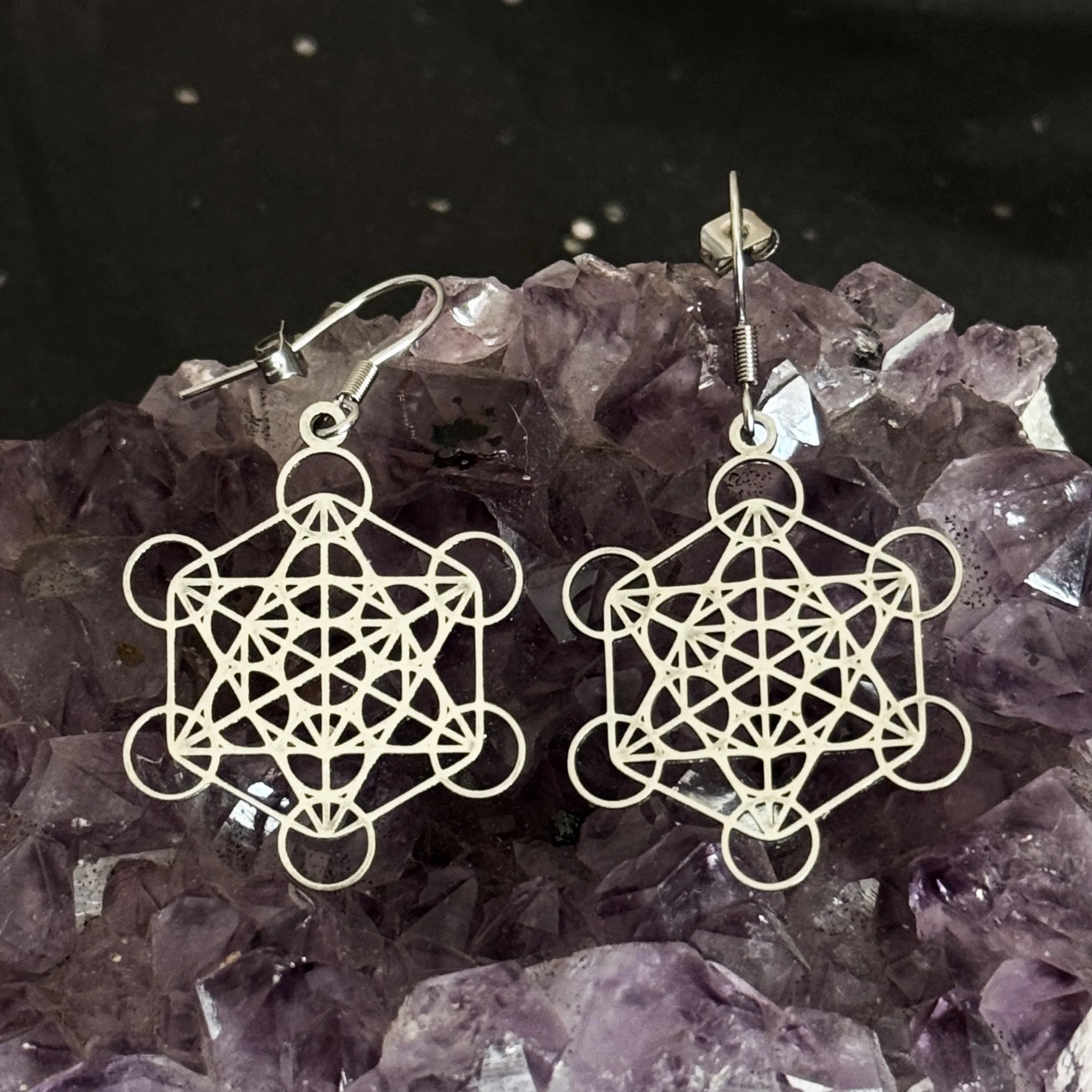 SIMBOLIKS Pendientes Metatron Geometría Sagrada Acero Inoxidable Amuleto Protección Energía Equilibrio Yoga Reiki Meditación