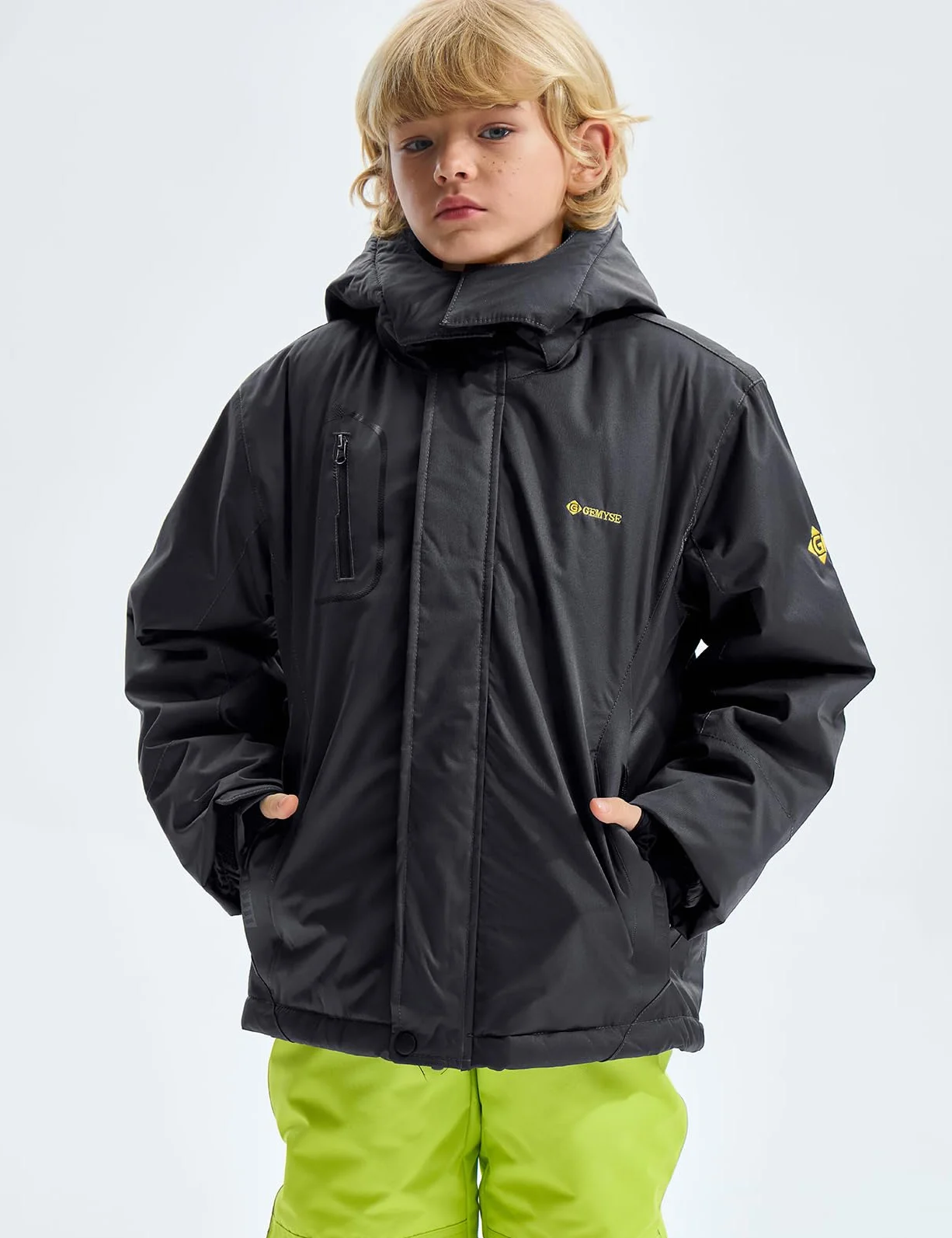 GEMYSE Chaqueta de Esquí Impermeable Niños Abrigo Invierno Antiviento Capucha