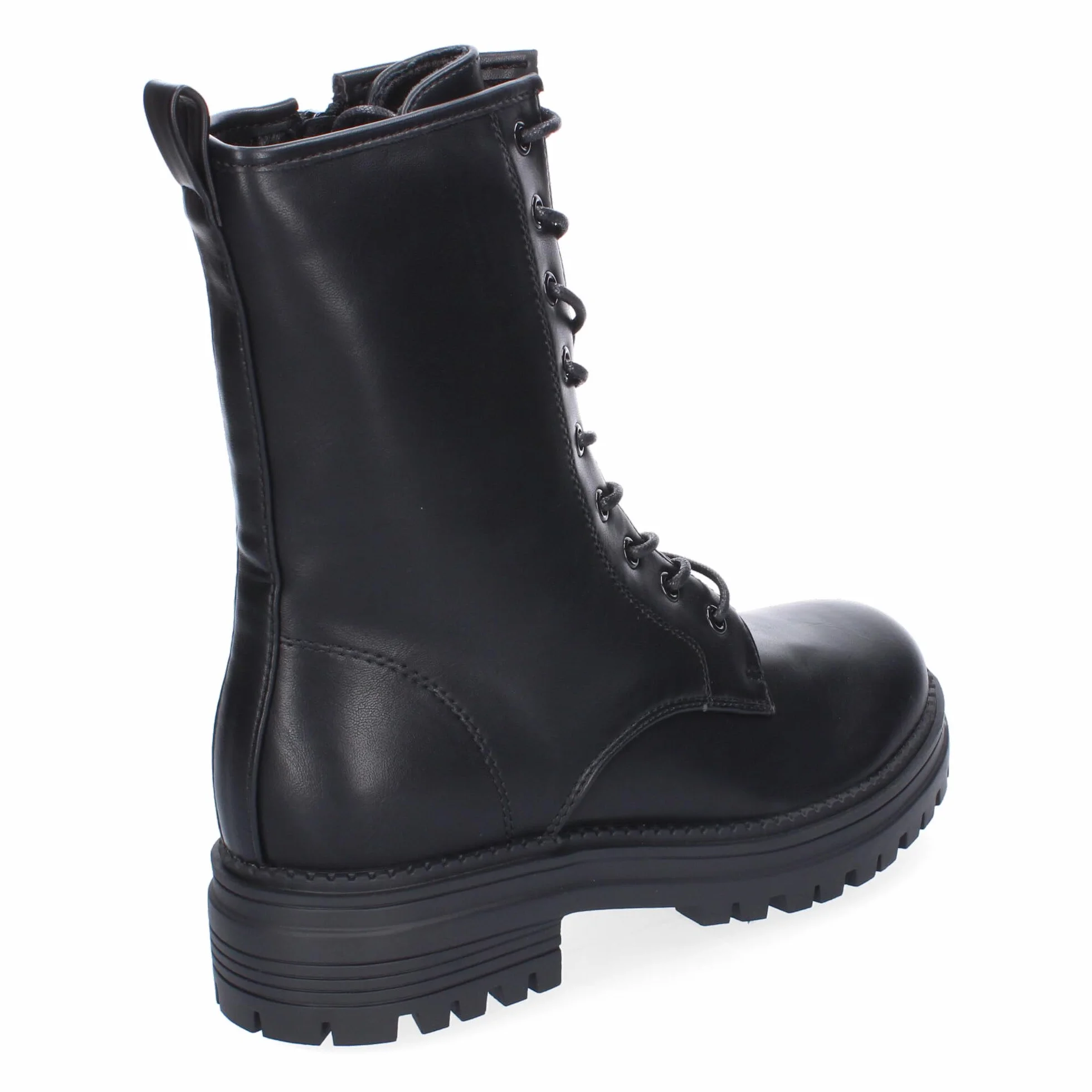 Botas Mujer Militar Cordones Suela Dentada Cremallera Lateral
