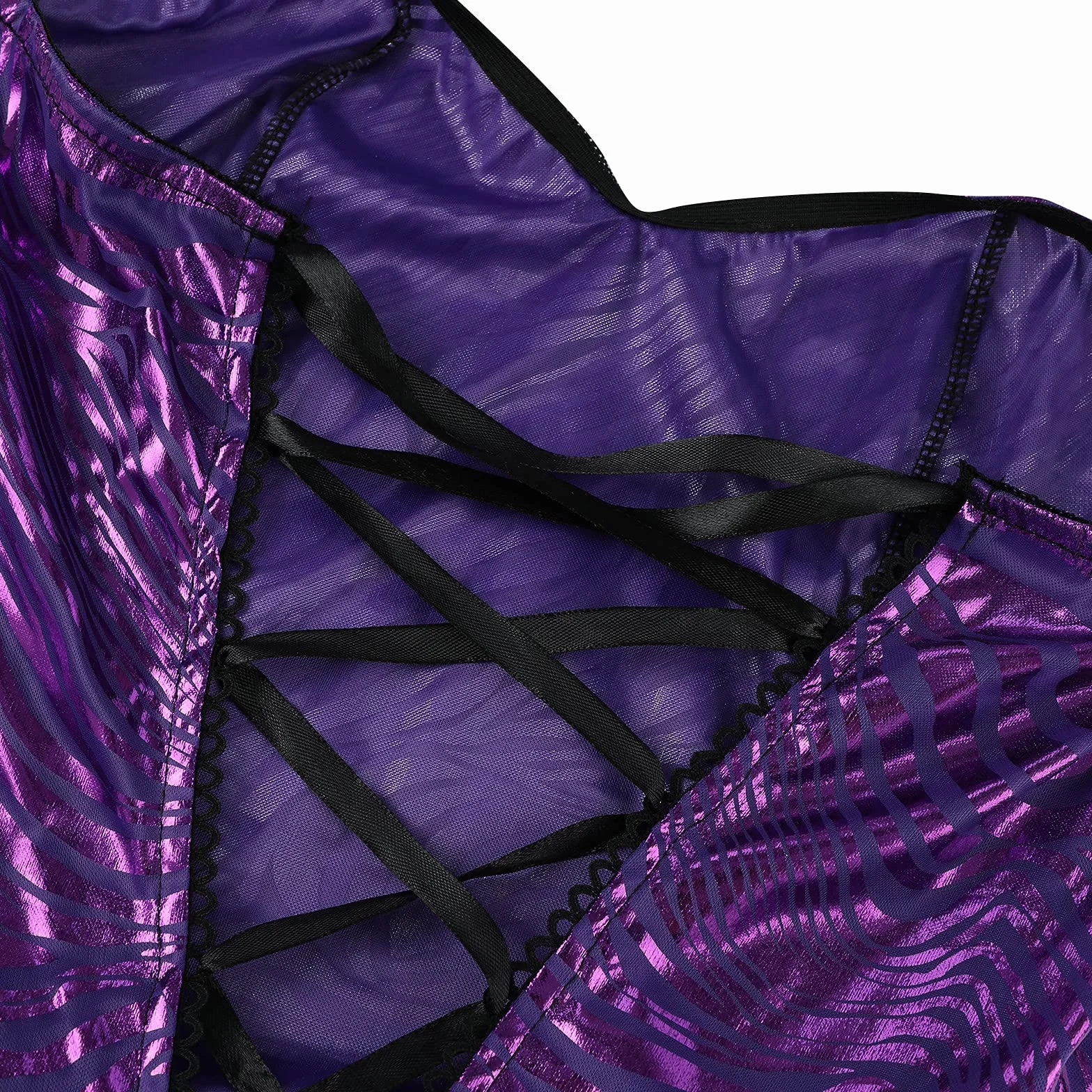 Disfraz de sirena para mujer vestido largo sin tirantes con volantes lentejuelas falda cola Halloween