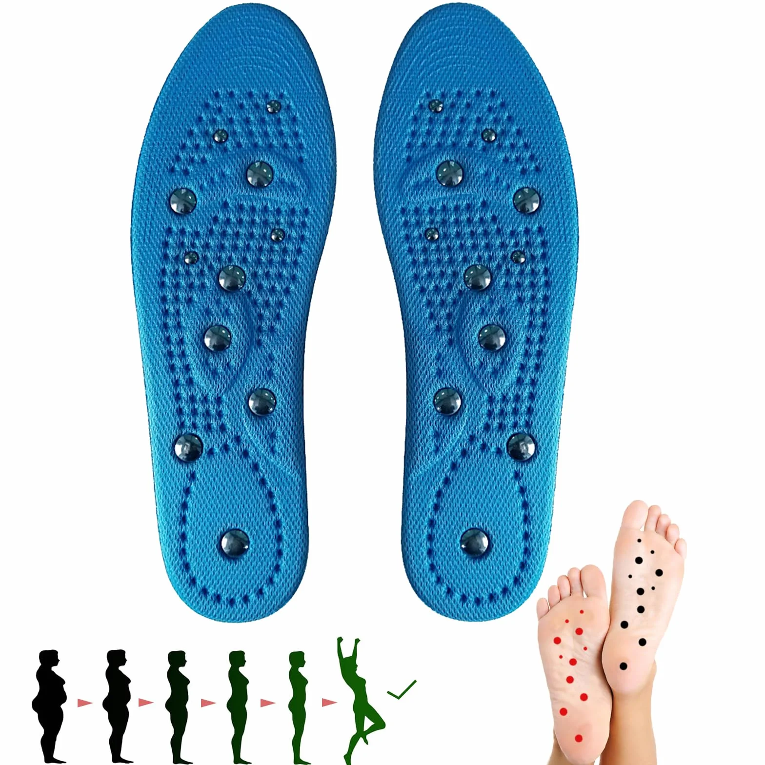 Plantillas Magneticas Adelgazantes para Fascitis Plantar Ortopedicas Masaje de Pies Aliviar Reflexología Acupresión Unisex (S(35-40))