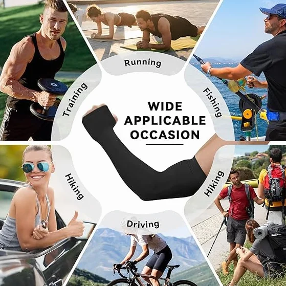 Mangas Brazos Protección UV con Pulgar para Hombre Mujer Deportes Verano Fútbol Golf Ciclismo