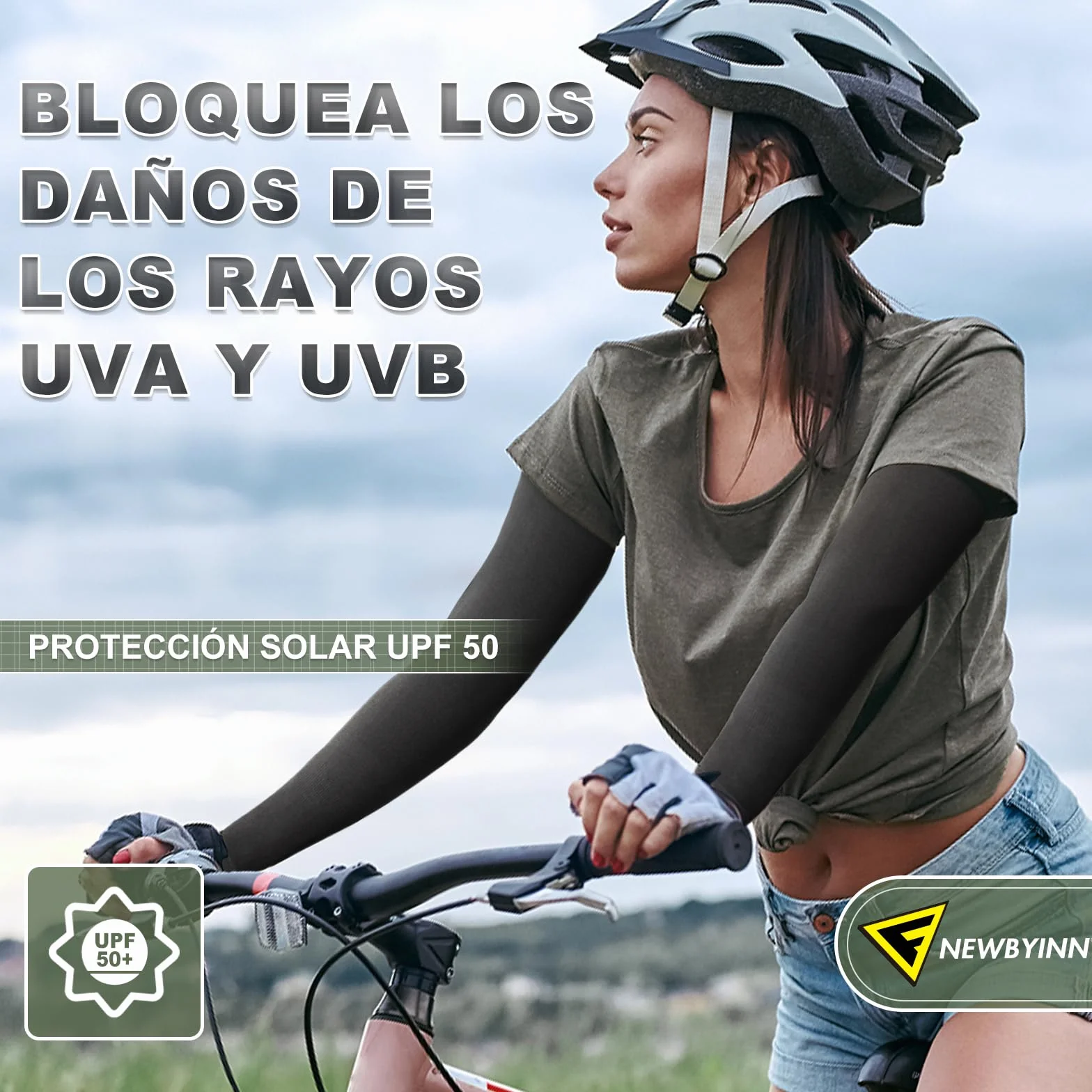 Manguitos de compresión Protección UV Newbyinn para running ciclismo