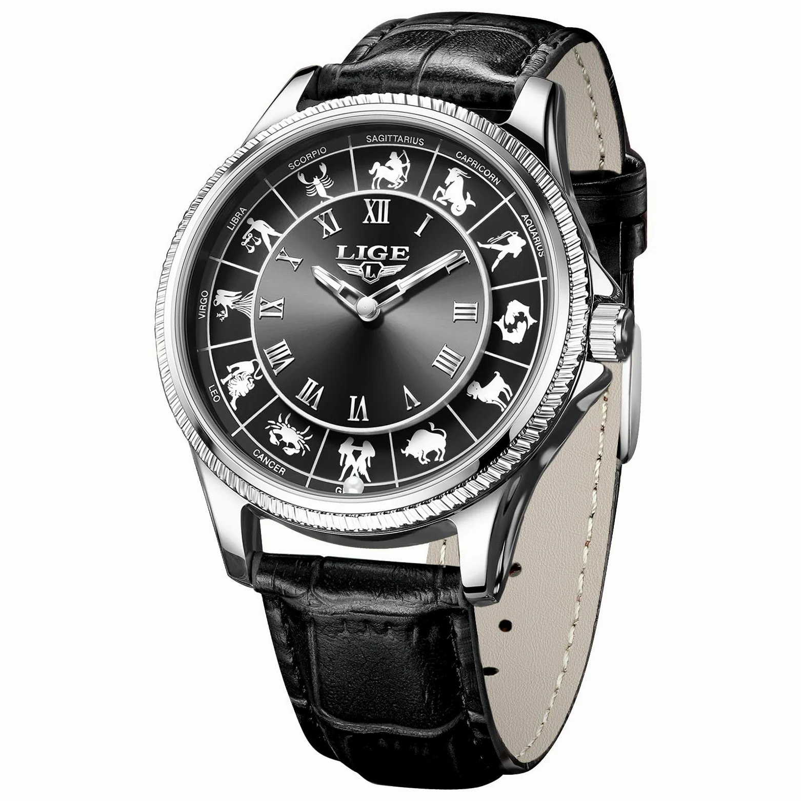 Reloj analógico de cuarzo para hombre, estilo ruleta, esfera grande de aleación de 45 mm, resistente al agua, correa de cuero, exquisita y duradera, relojes de pulsera para hombre