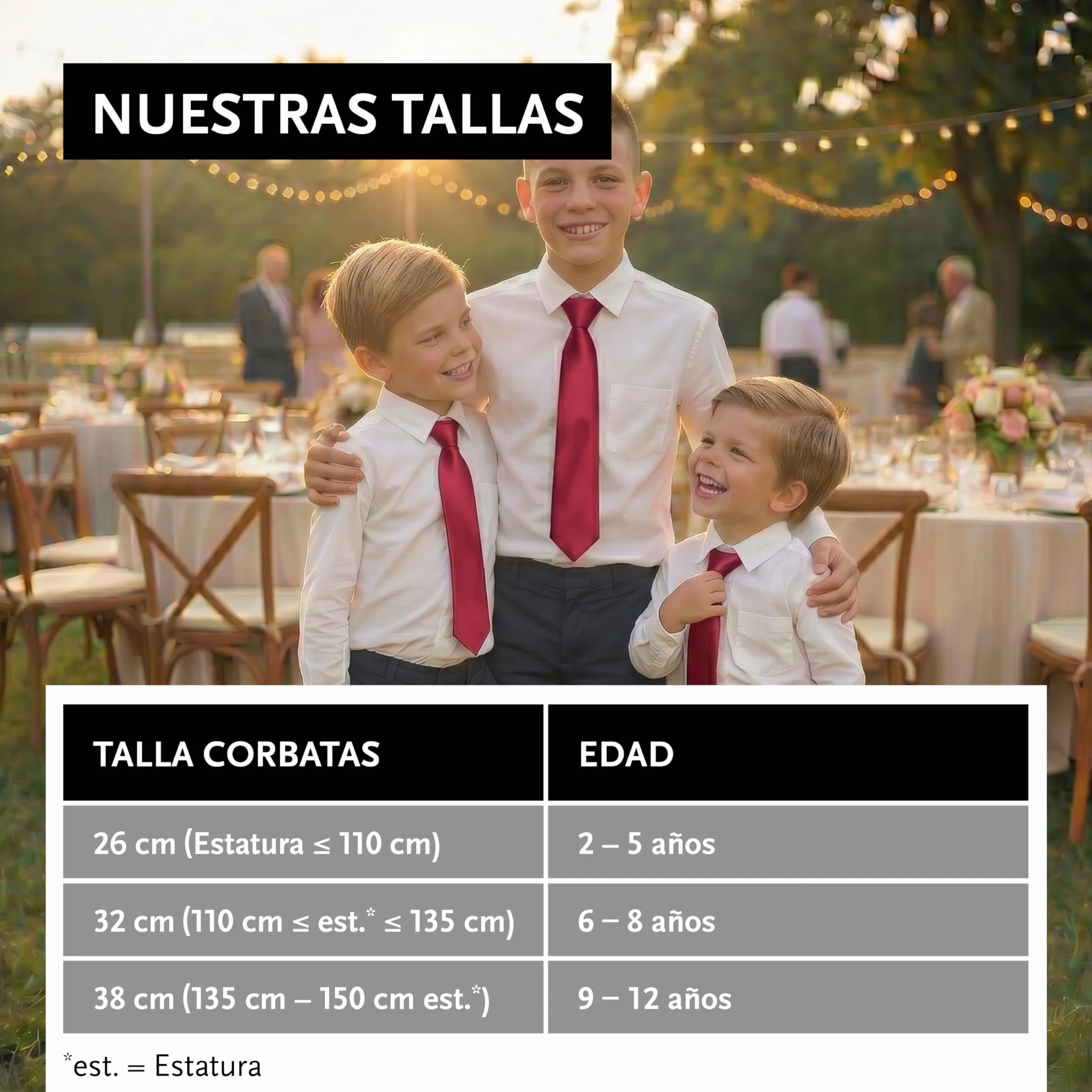 DonDon Corbata niño preatada y ajustable con clip 3 longitudes