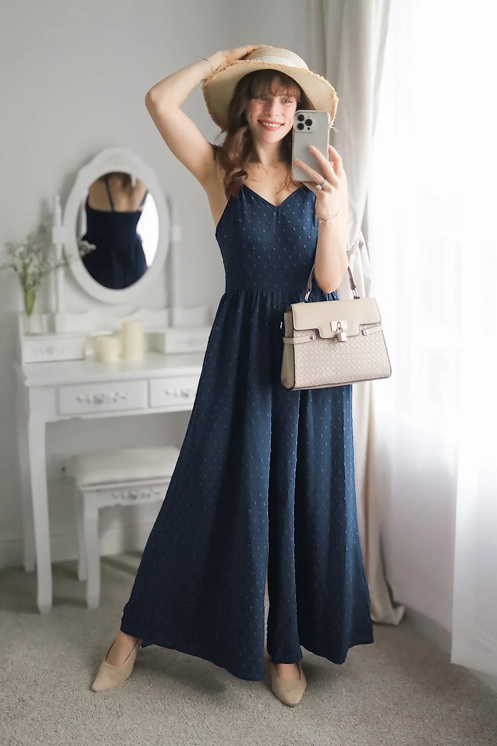 Monos de pierna ancha para mujer elegante verano casual LAISHEN Mameluco con bolsillos