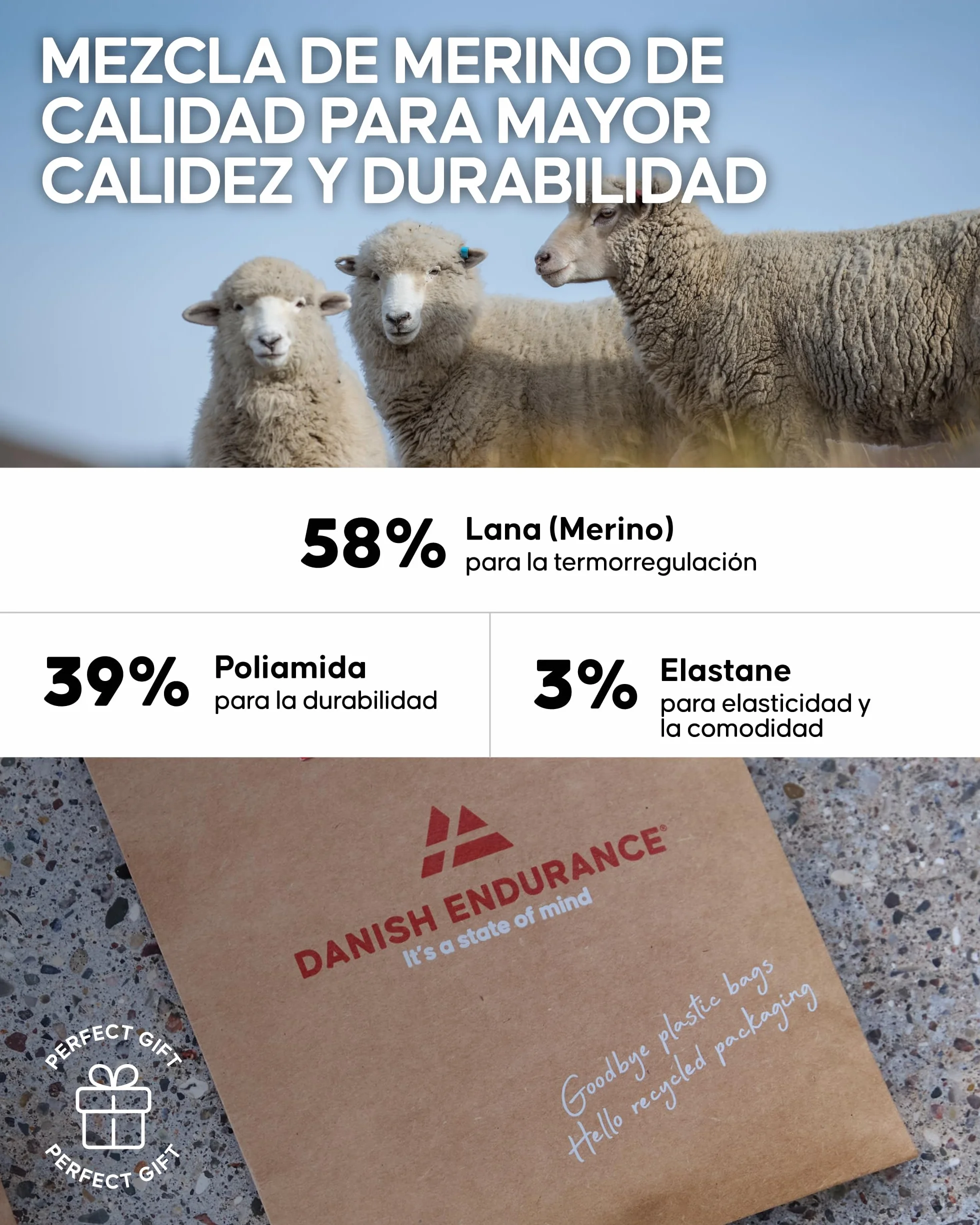 DANISH ENDURANCE Calcetines Ligeros de Senderismo en Lana Merino, Transpirables y Antiampollas, 2 o 4 Pack
