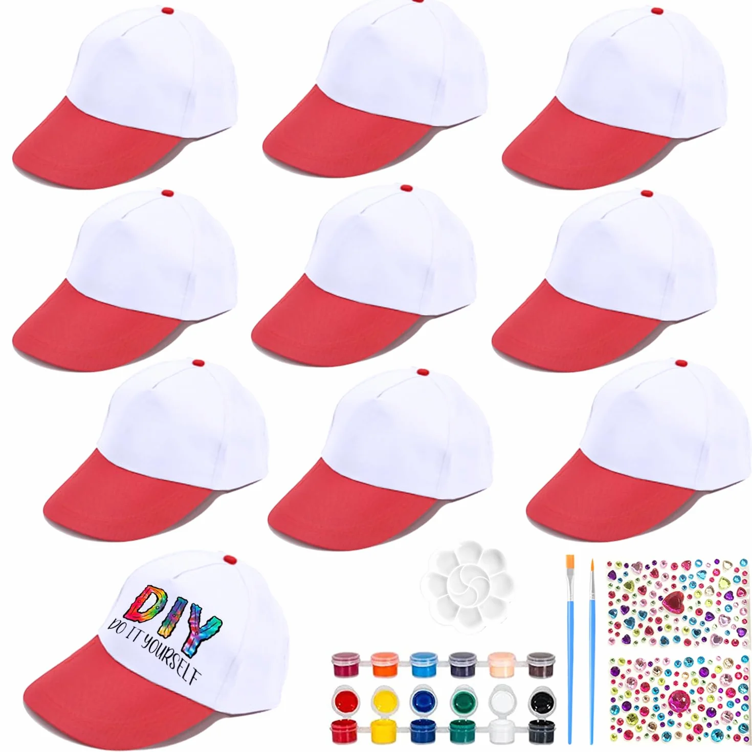 Gorras infantiles para pintar, gorra de graffiti, gorra de béisbol DIY con pegatinas, 10 piezas