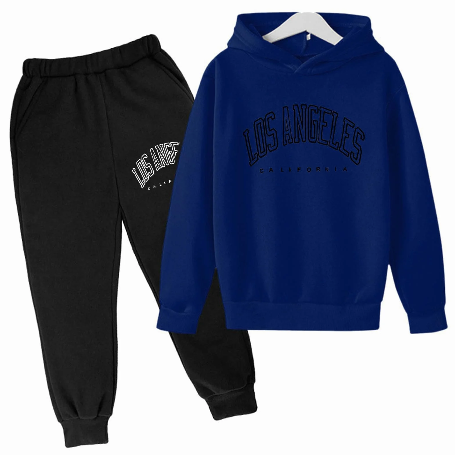 Chándal para Niños Conjunto con Capucha Larga Camiseta y Pantalón Estampado Letras 3-14 Años