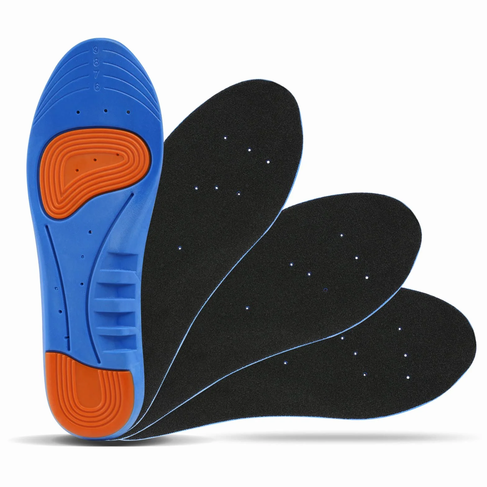 LIHAO 2 Pares Plantillas Zapatos Unisex Gel Deportivas Azul Naranja EU38-42