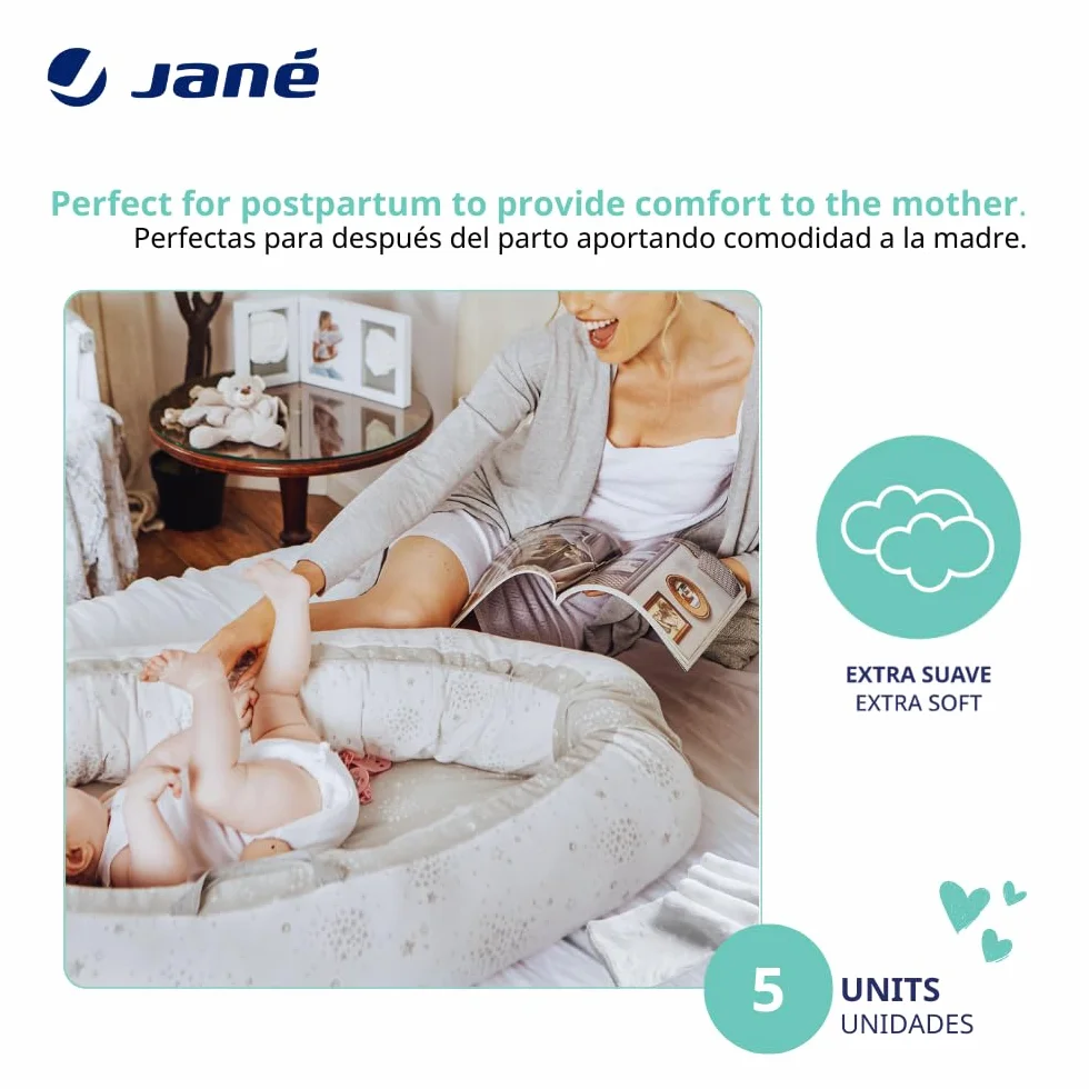Jané Culottes Lavables Postparto, Corte Alto, Talla Única, Hipoalergénicos, Blanco