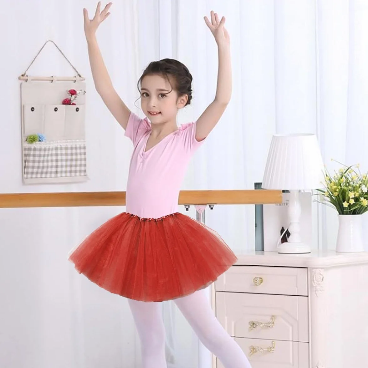 Falda de Tutú para Niñas Tul Ballet 3 Capas Elástica Disfraz Princesa 30cm