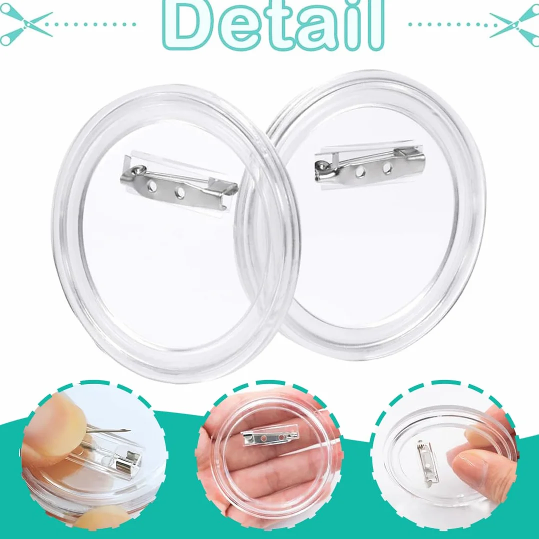 Chapas Personalizadas Transparentes 58mm con Alfiler, Chapas Plásticas Redondas para Bricolaje Niños