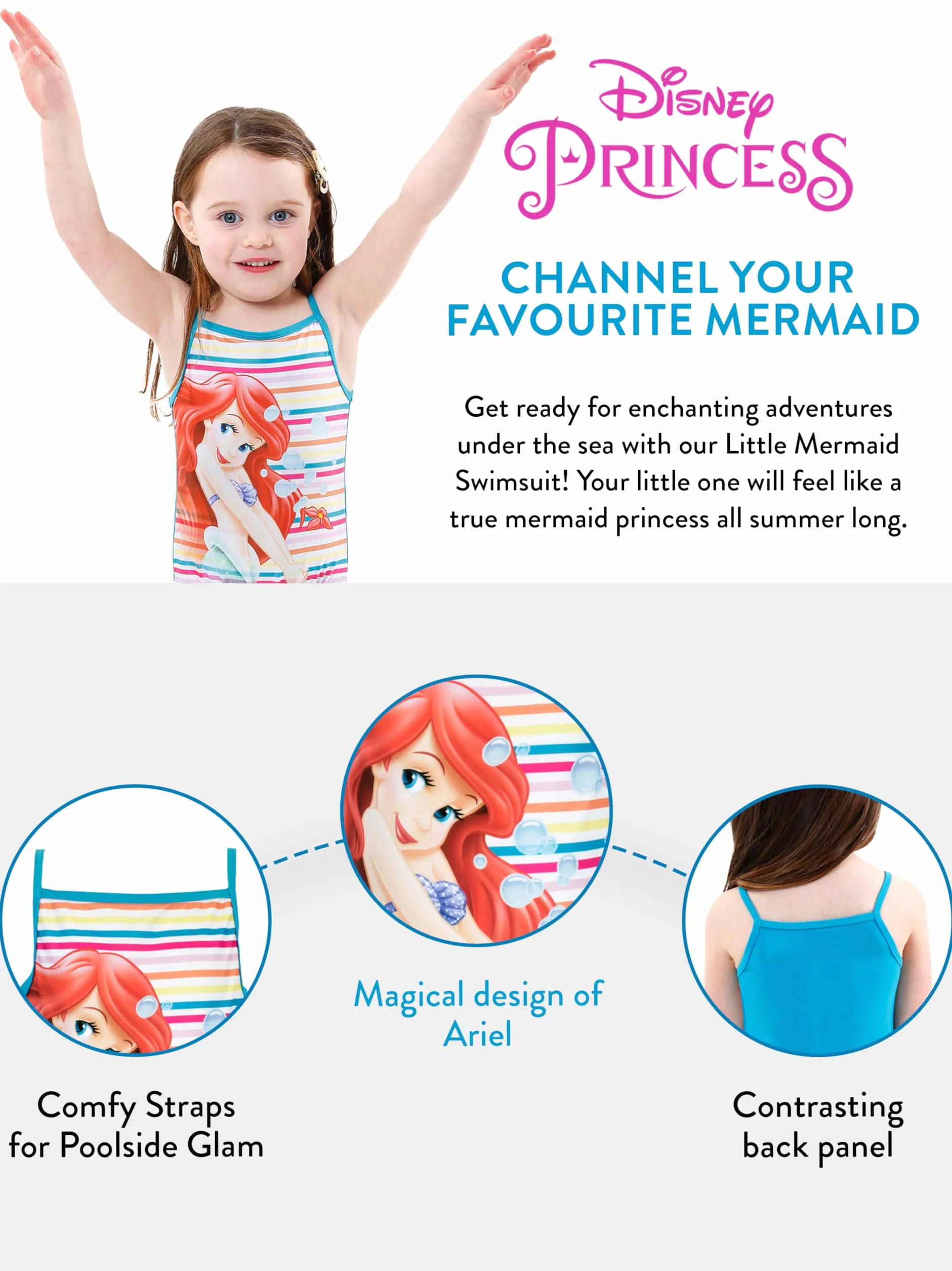 Disney Bañador De Sirena La Sirenita Traje De Baño para Niña 2-10 Años