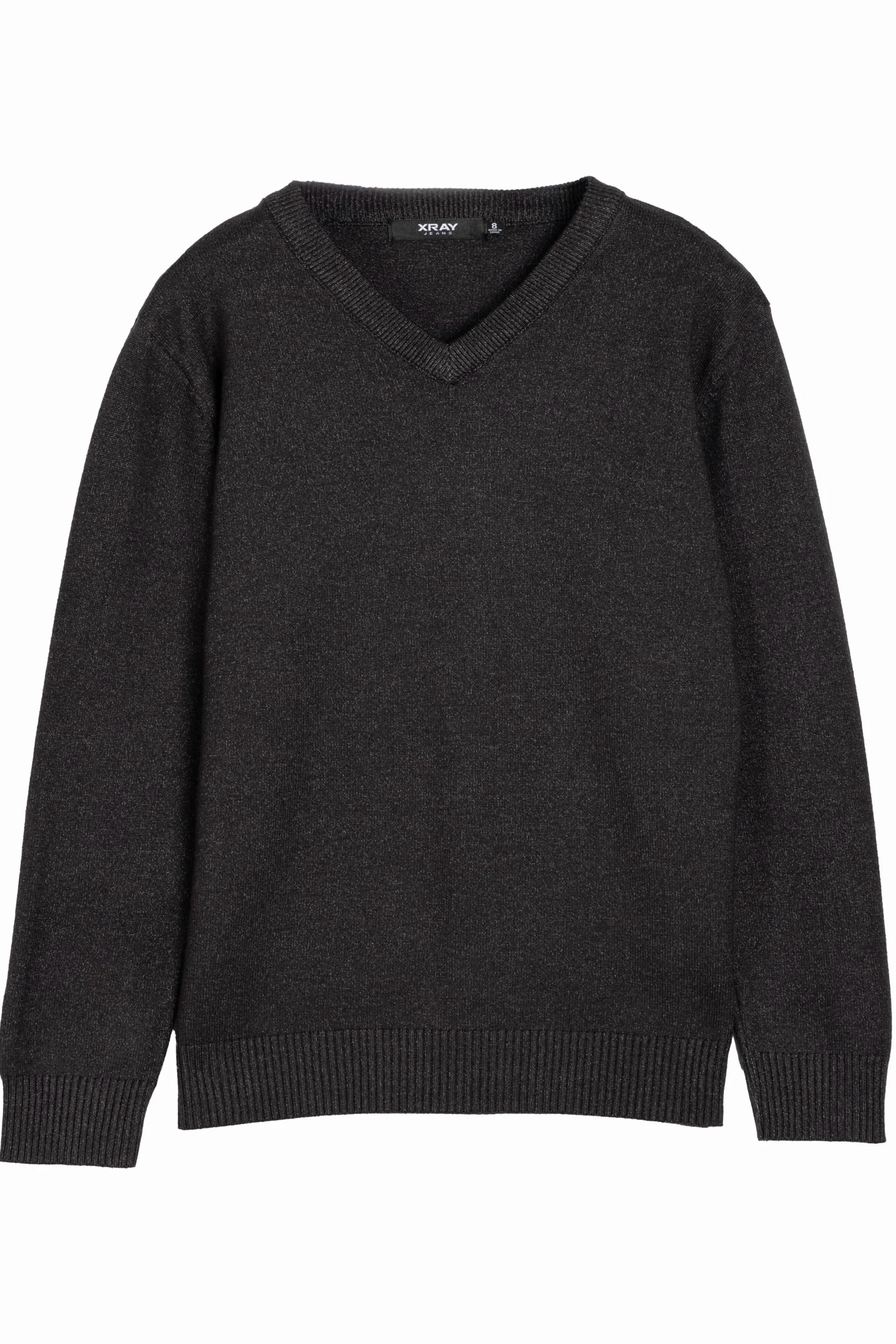 X Ray Suéter de Uniforme Escolar con Cuello en V (Talla XS – XXL), para niños Grandes y niños pequeños, Adolescentes, Manga Larga, Cuello en V, Color Antracita Jaspeado, Talla Grande