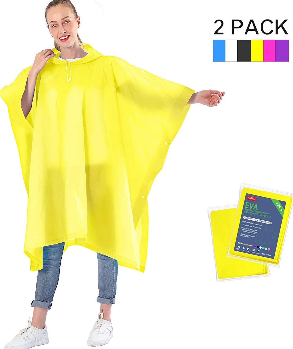 Poncho de Lluvia 2 Piezas Impermeable Transpirable Chaqueta Unisex para Camping Senderismo Pesca