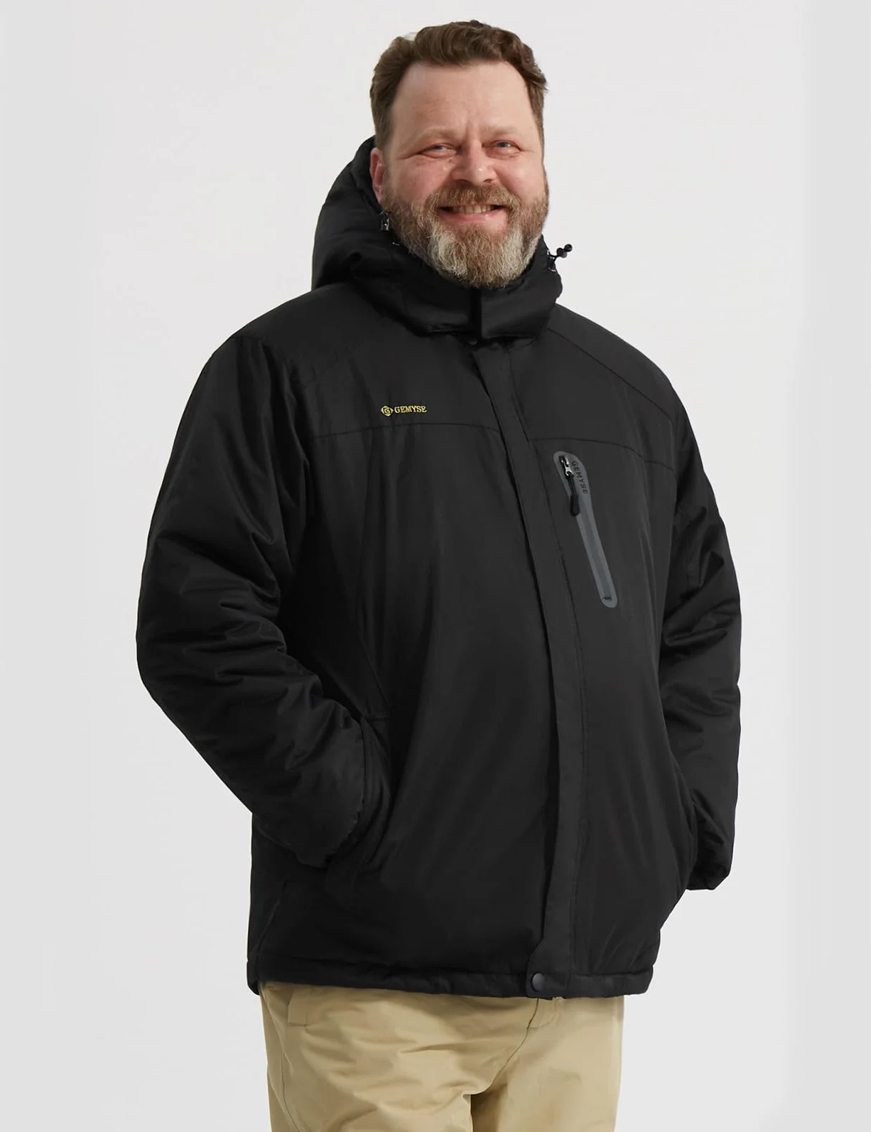 GEMYSE Chaqueta esquí hombre cortaviento capucha snowboard impermeable forrada funcional