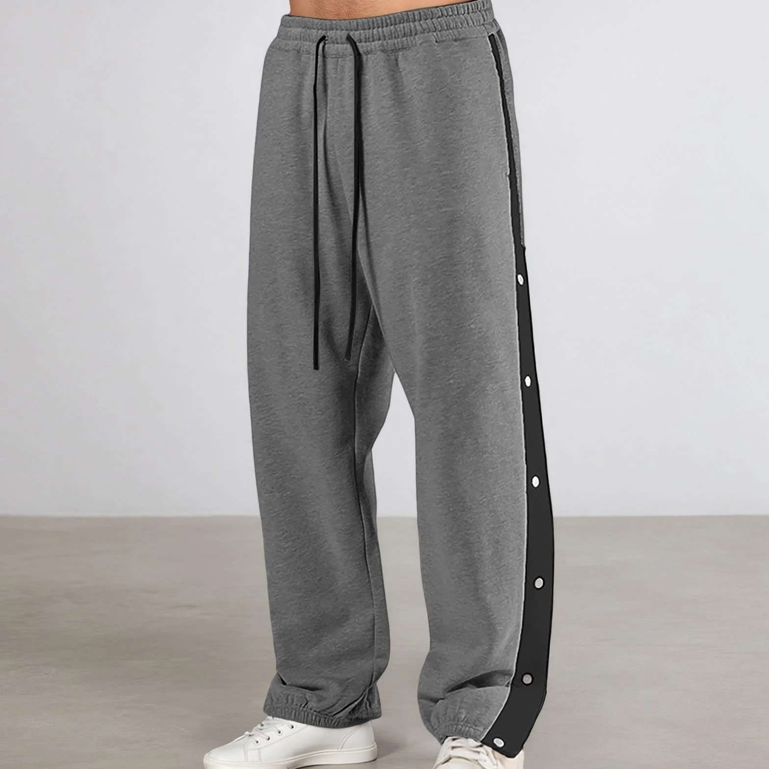 Pantalones de chándal para hombre, pantalones de rehabilitación laterales para abrir, entrenamiento con botones de presión