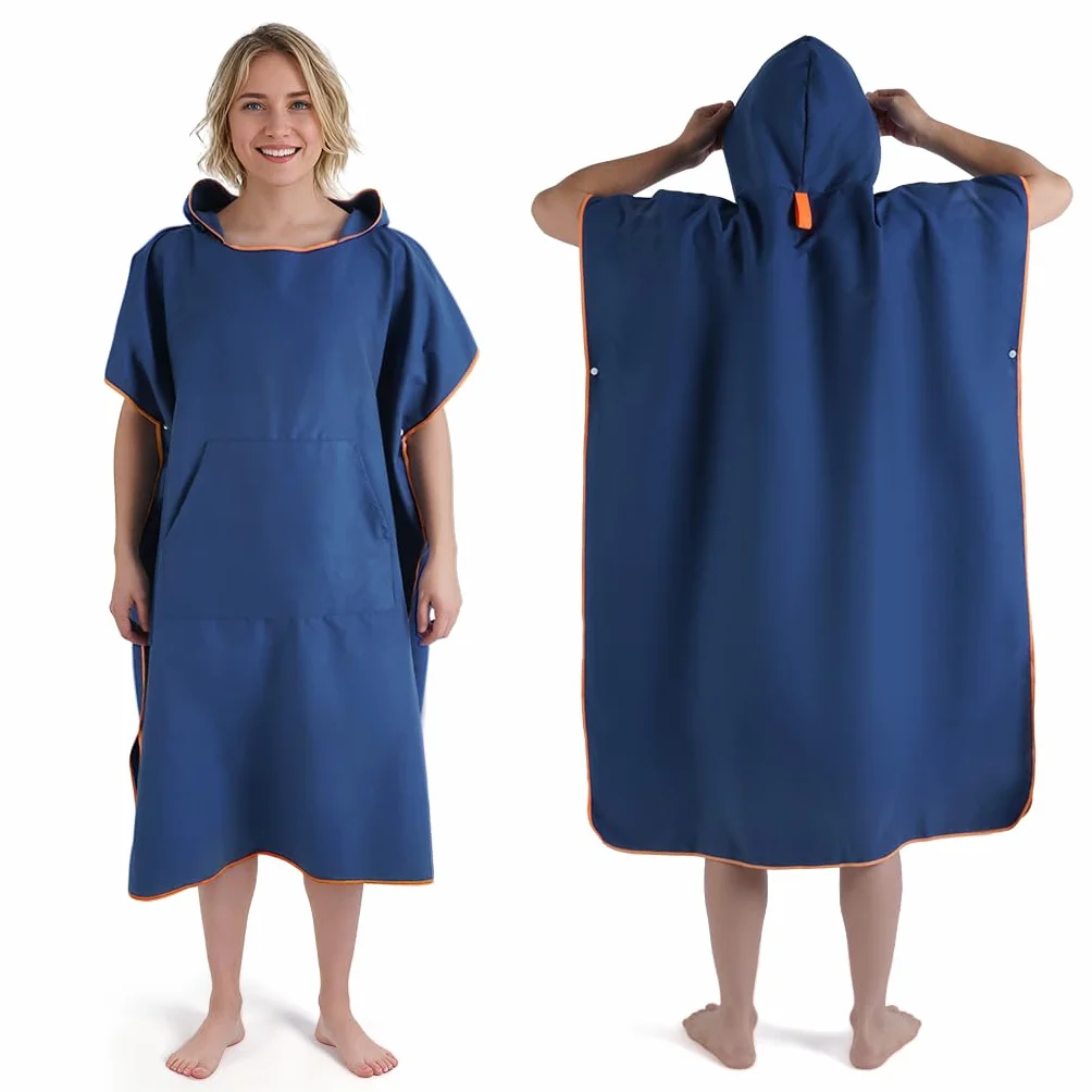 KUOGAS Poncho de baño para mujer y hombre, poncho de microfibra, de microfibra