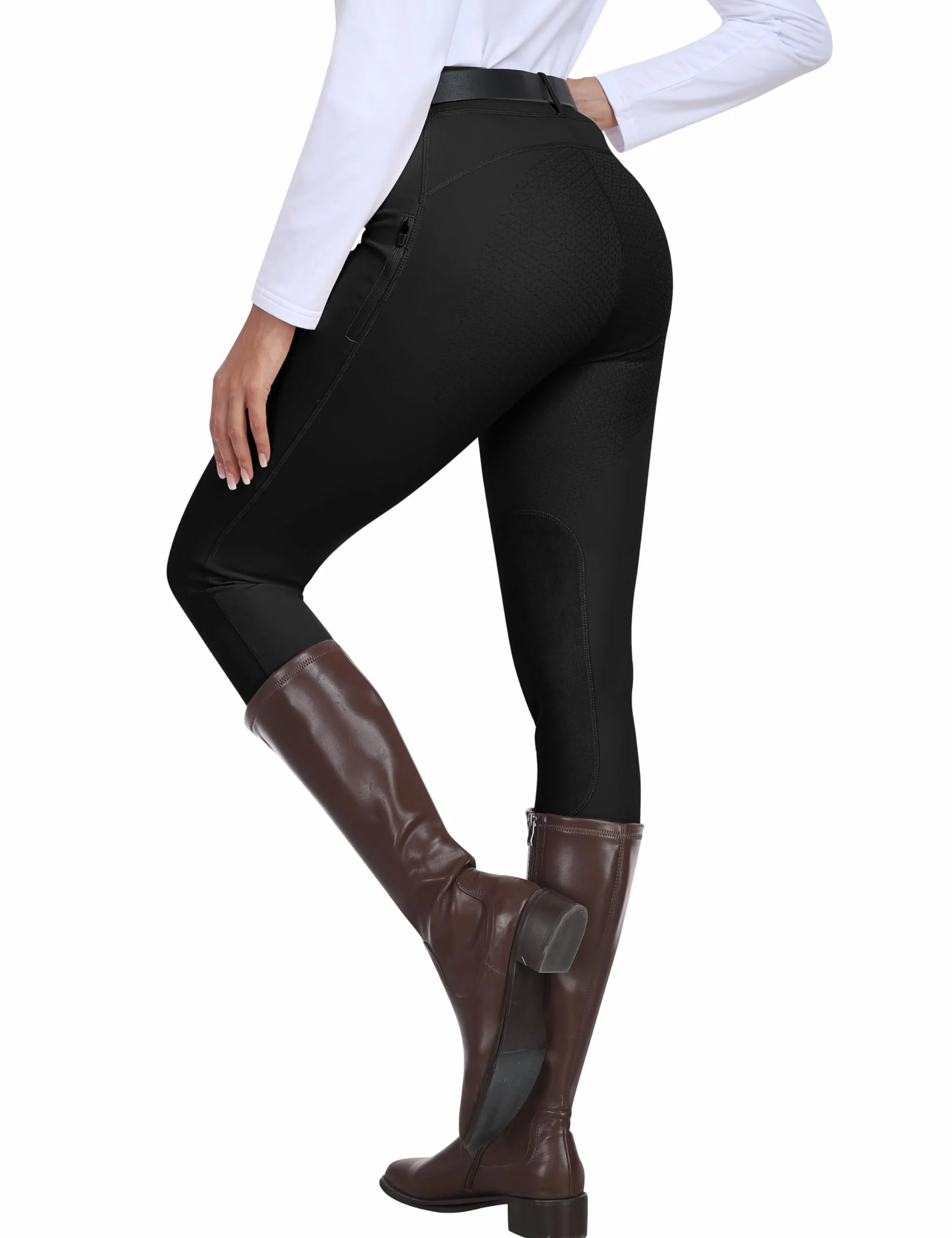 MoFiz Pantalon Mujer Riding Breeches Full Silicone Trim Stretch Zipper Pocket