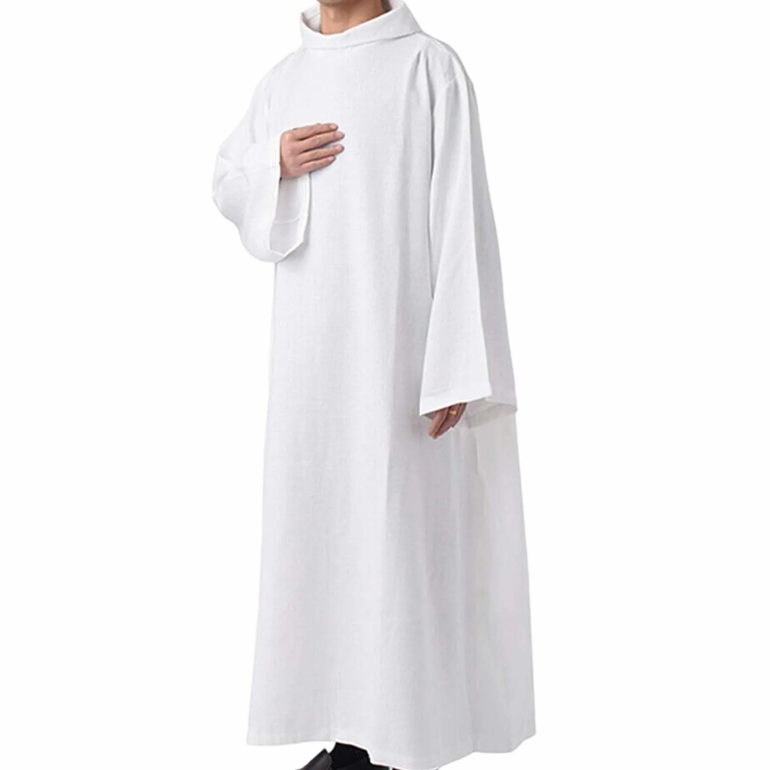 Vestidura de Pastor Túnica Blanca Sacerdotes Católicos Iglesia Ropa Clérigos Oriente Medio Larga