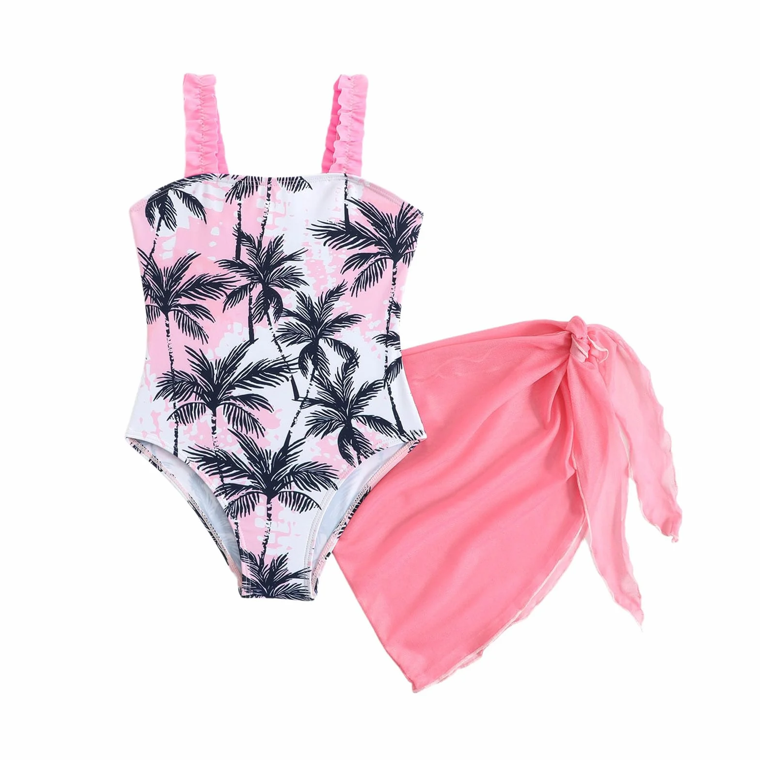 Traje Baño Dos Piezas Solar UPF50 Niñas Pareo Juego Playa Piscina