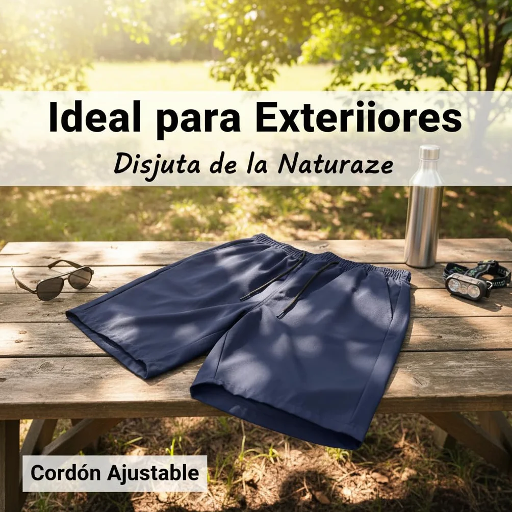 Pantalones Cortos Cargo Hombre Elástico Múltiples Bolsillos S-3XL