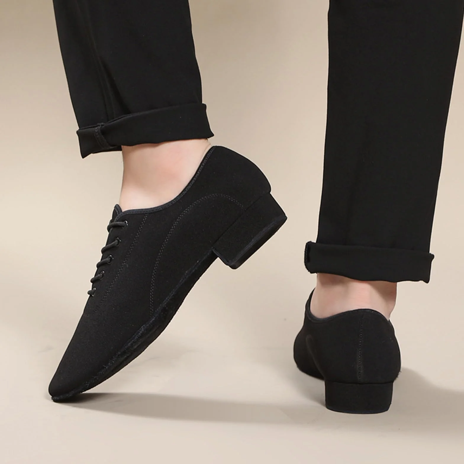 Zapatos de Baile de Salón para Hombre Suela de Cuero Latinos Modernos con Cordones Tacón Bajo