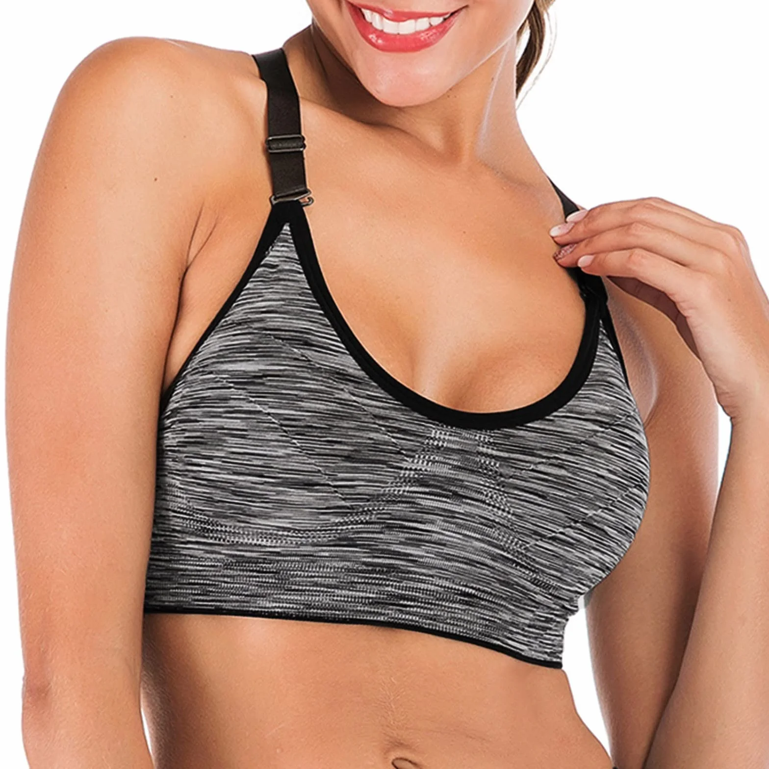 Sujetador Sin Aros Push Up para Mujer Deportivo Sin Costuras Yoga Correr Gimnasio Paquete de 2