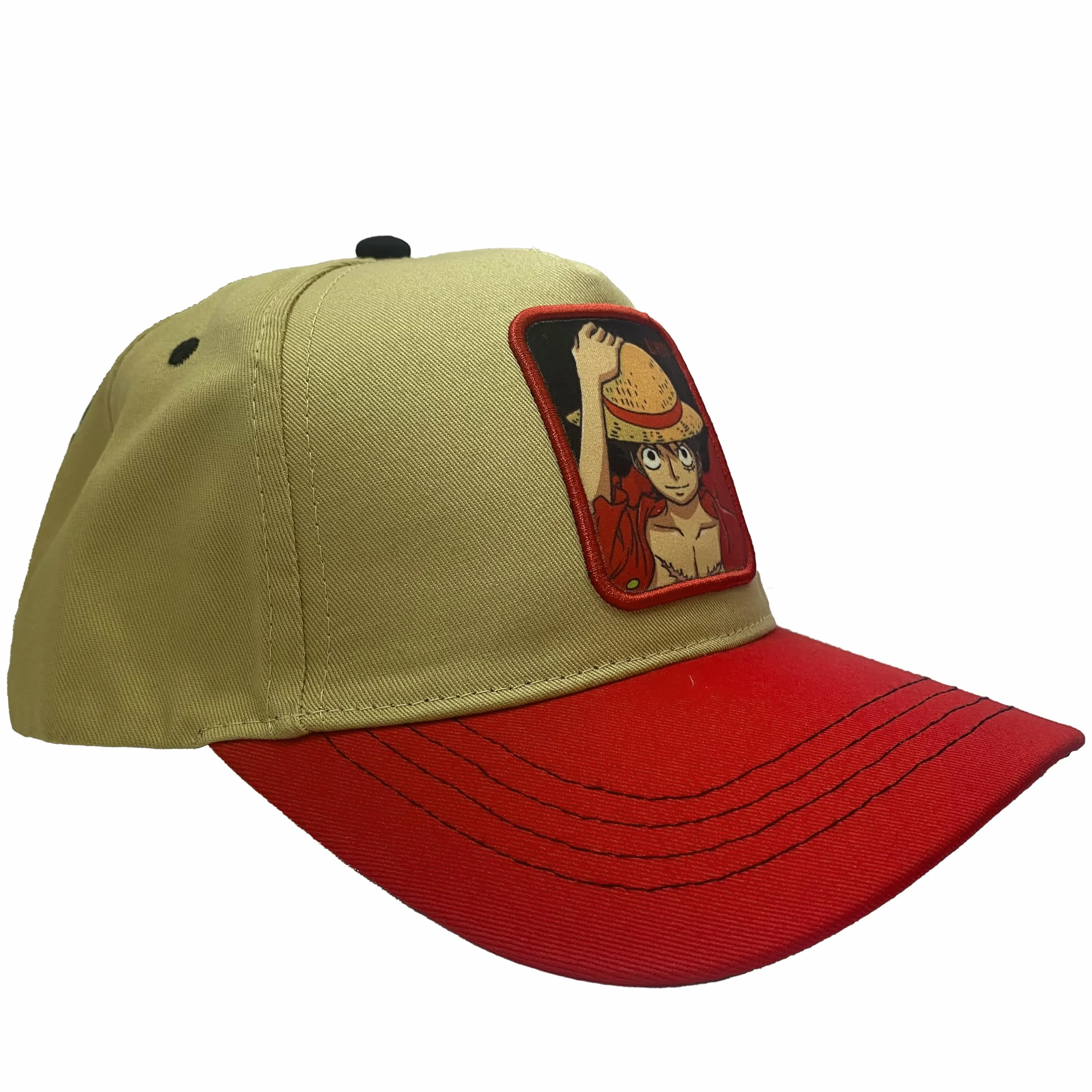 One Piece Oficial Gorra Hombre Luffy Straw Hat Baseball Cap Beige Rojo