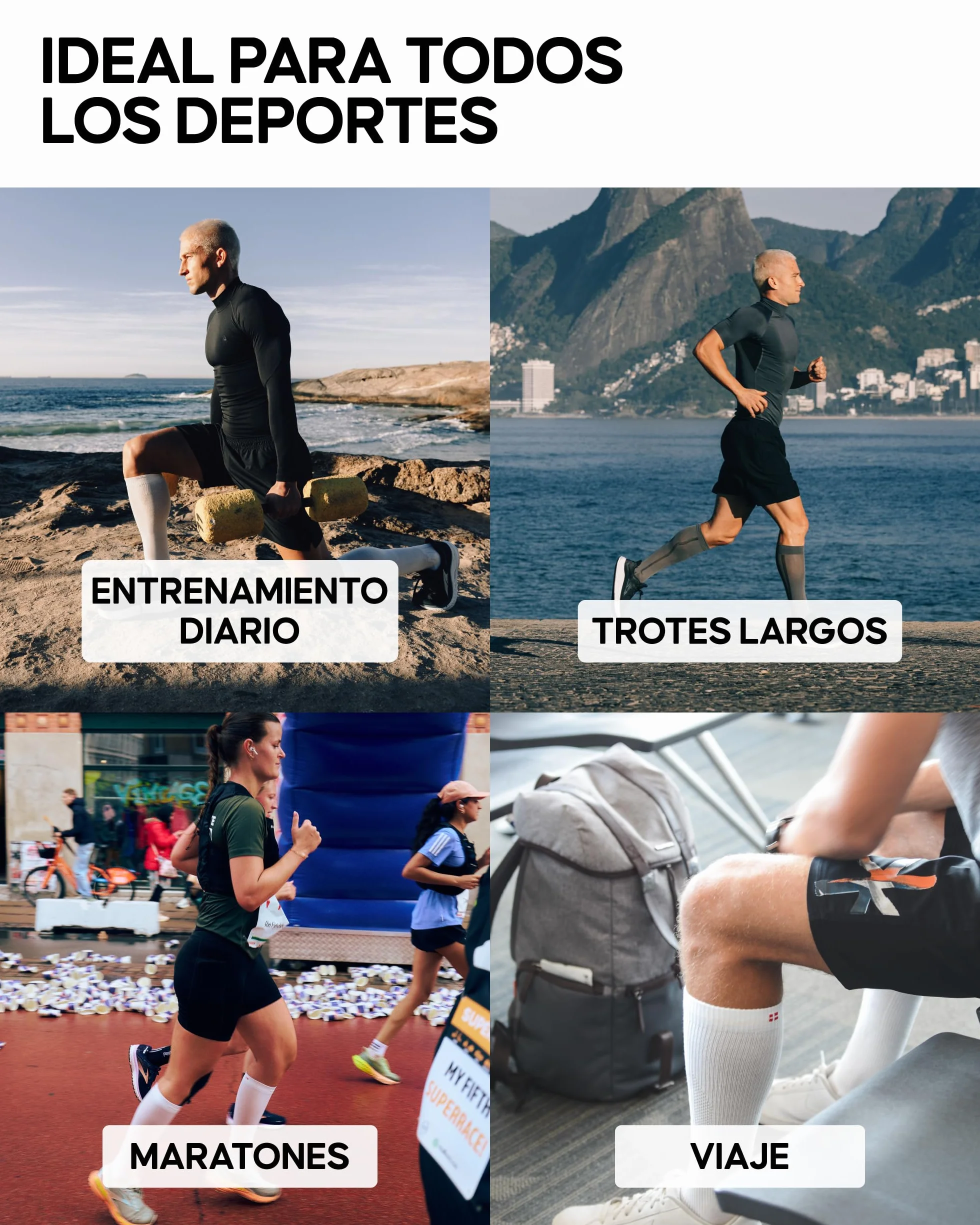 DANISH ENDURANCE Manga de Compresión Premium para Running, Secado Rápido, Hombre y Mujer, 1 o 3 Pack