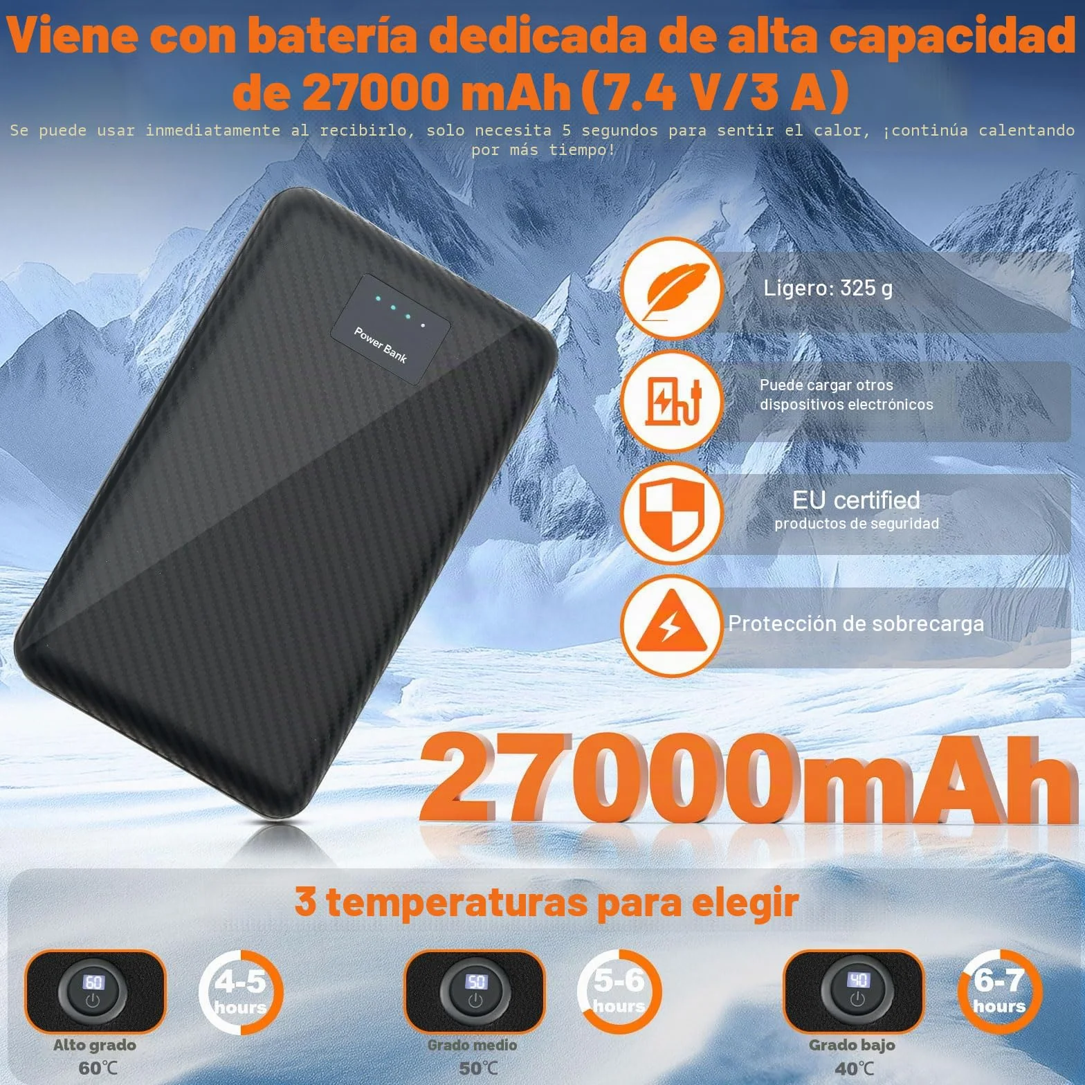 Chaleco Calefactable 27000mAh 14 Zonas 3 Temperaturas Hombre Mujer Bicicleta Senderismo