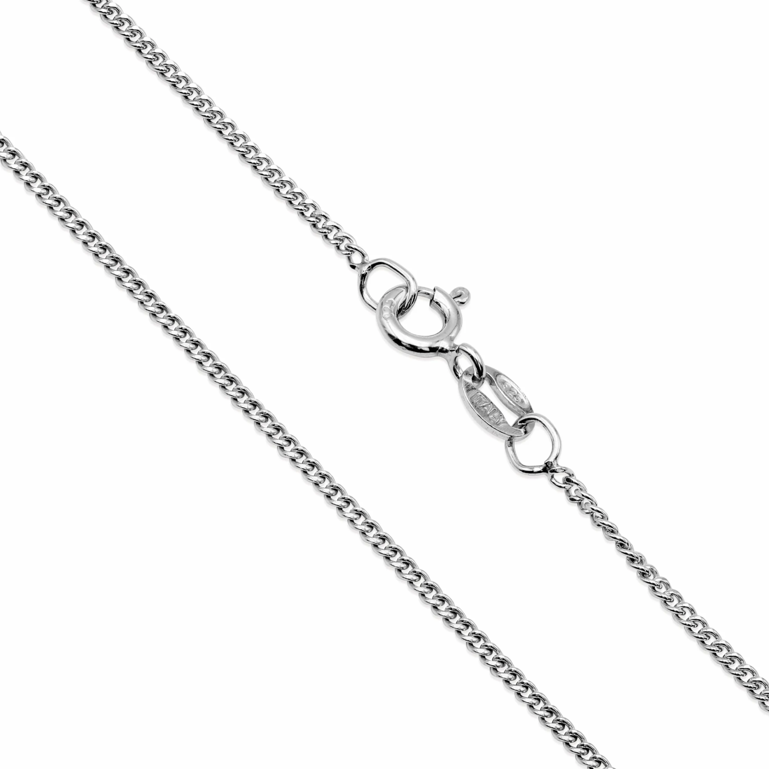 Aka Gioielli Cadena Barbada Plata de Ley 925 Rodiada Collar Mujer Hombre 1.3 mm 80 cm
