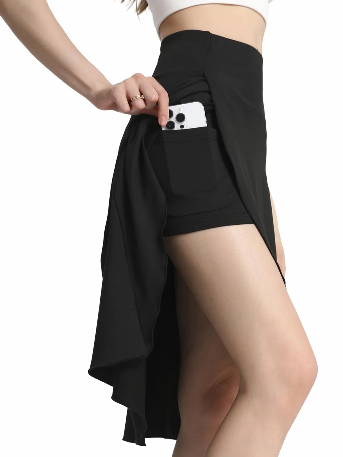 Bezioner Falda Pantalon Mujer Midi Deportiva Larga Padel Tenis Golf con Pantalones Cortos Bolsillos