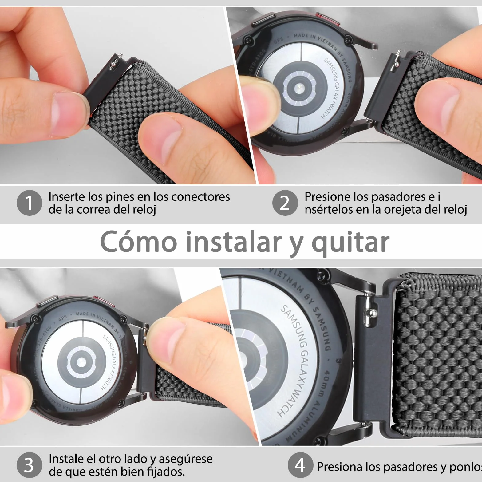 Correas de Reloj Compatibles 18mm 19mm 20mm 22mm 24mm, Pulsera de Repuesto de Liberación Rápida, Nailon Elástico Solo Loop
