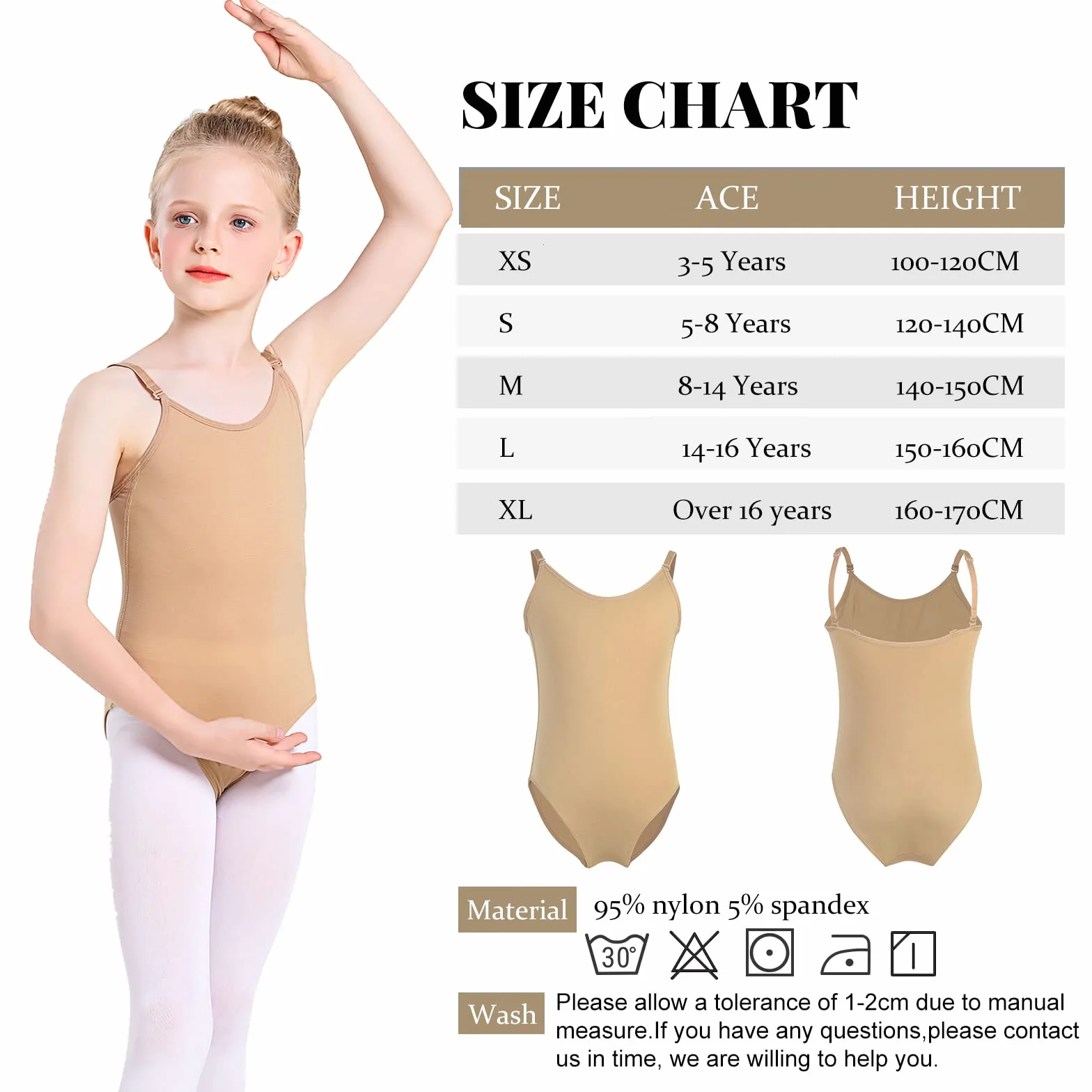 Maillot Ballet Niña Leotardo Sin Costuras Tirantes Ajustables Gimnasia Ritmica