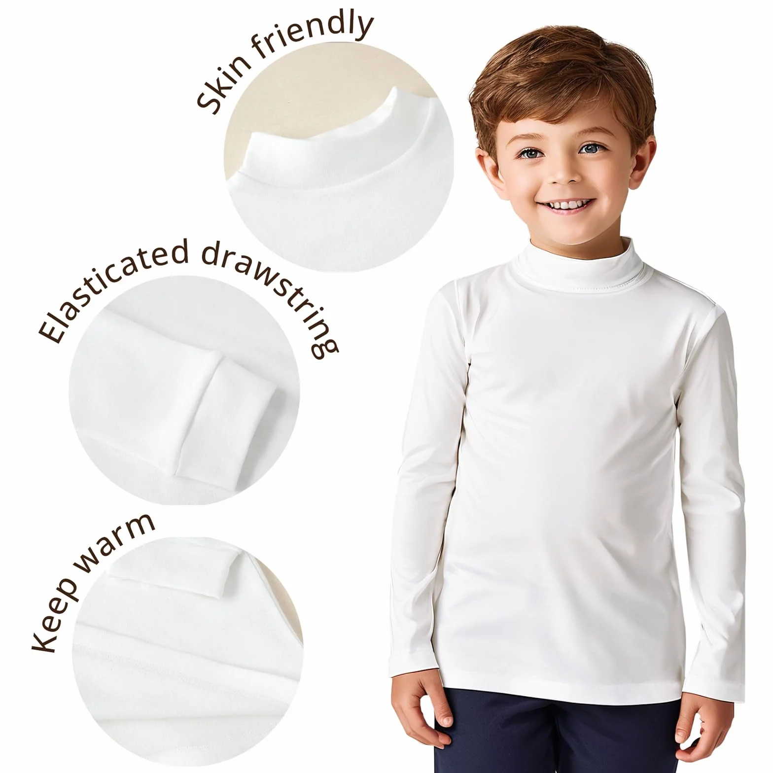 Camiseta Térmica Interior Niño Cuello Alto Manga Larga Pack 4