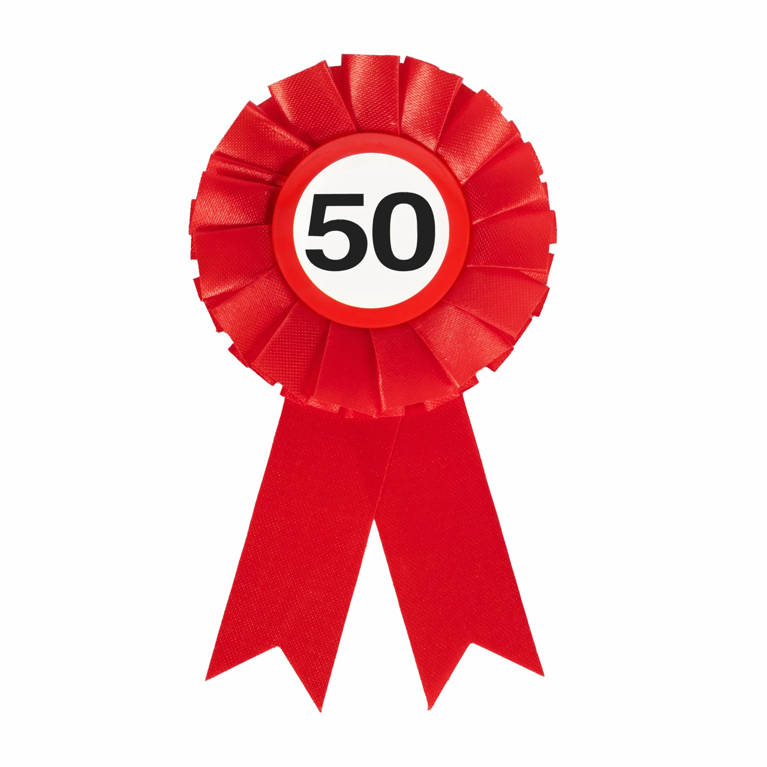 Insignia roja y blanca con diseño de señal de tráfico 50 – Regalo original para 50 cumpleaños