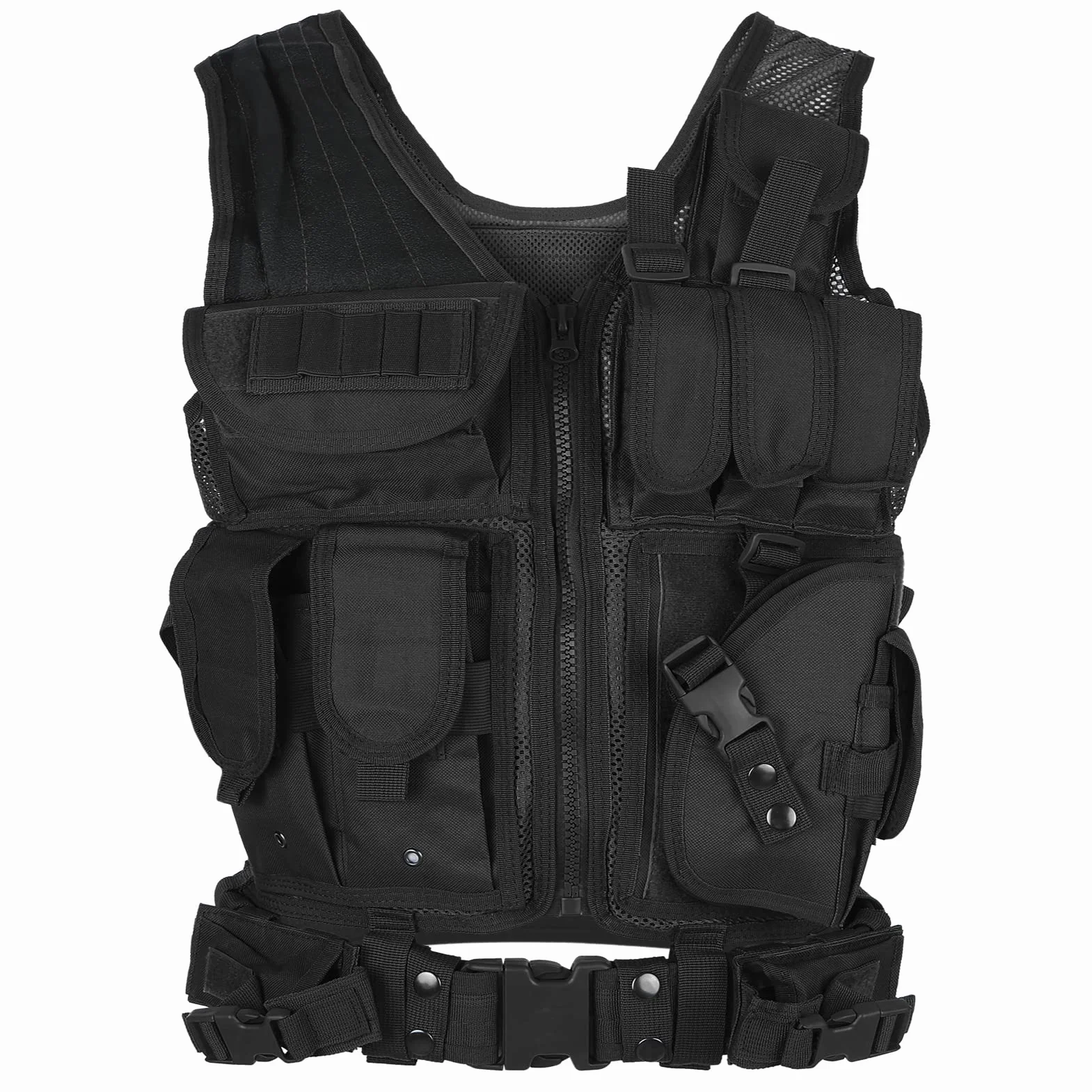 Lixada Chaleco táctico militar de poliéster para airsoft caza negro