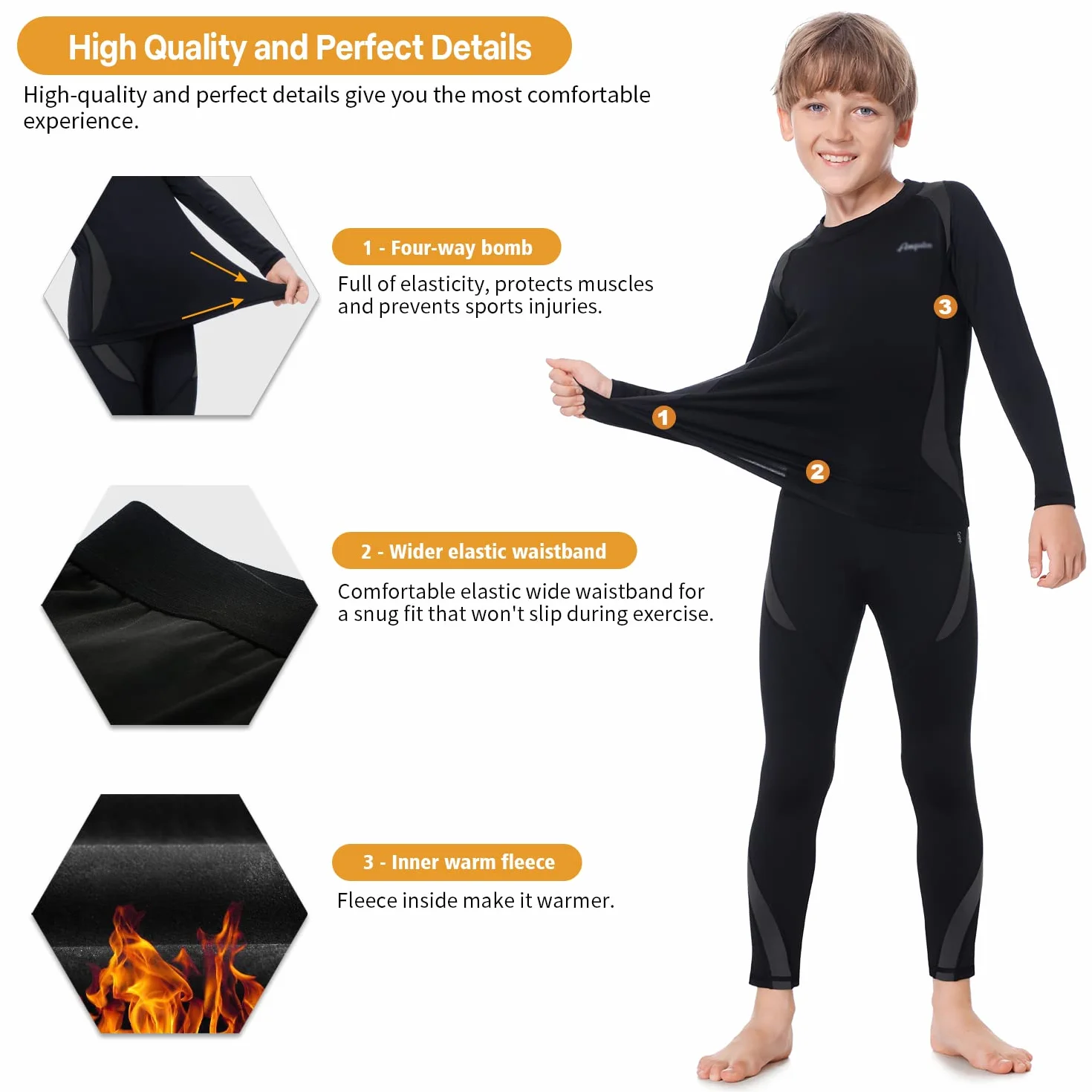 Ropa Interior Térmica para Niños, Camiseta Térmica Niña Deportes Unisexo Invierno Running Esquí Ciclismo