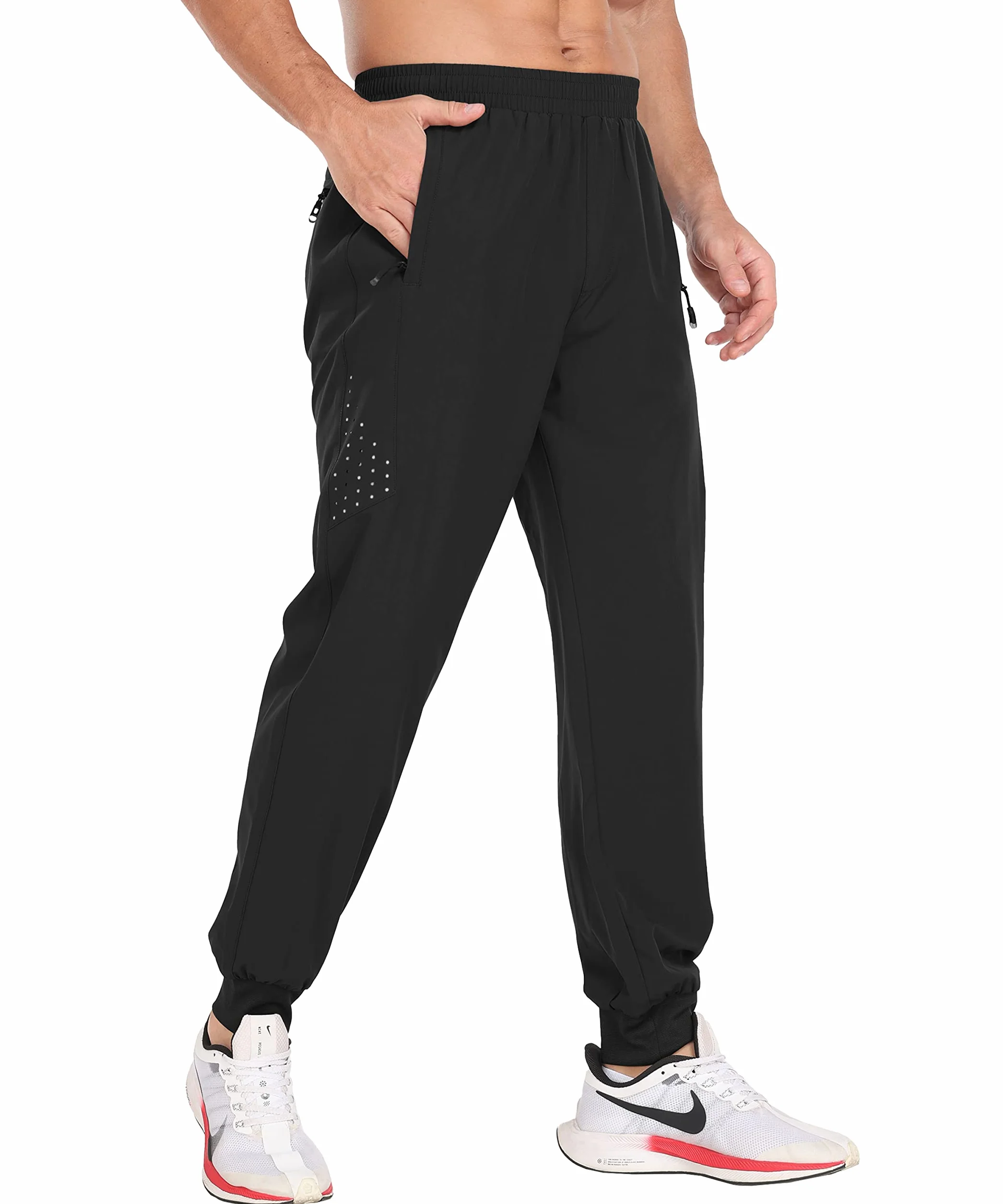 MoFiz Pantalones Deportivos Ligeros Hombre Pantalón Largo Secado Rápido Jogger con Bolsillos Cremallera
